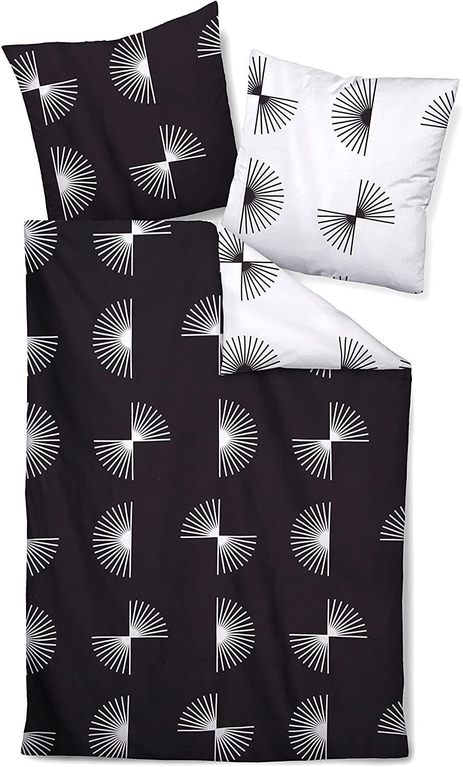 Janine Bettwäsche Janine Mako Satin Bettwäsche J.D. 87073-98 schwarz, Baumwolle, 100% Baumwolle