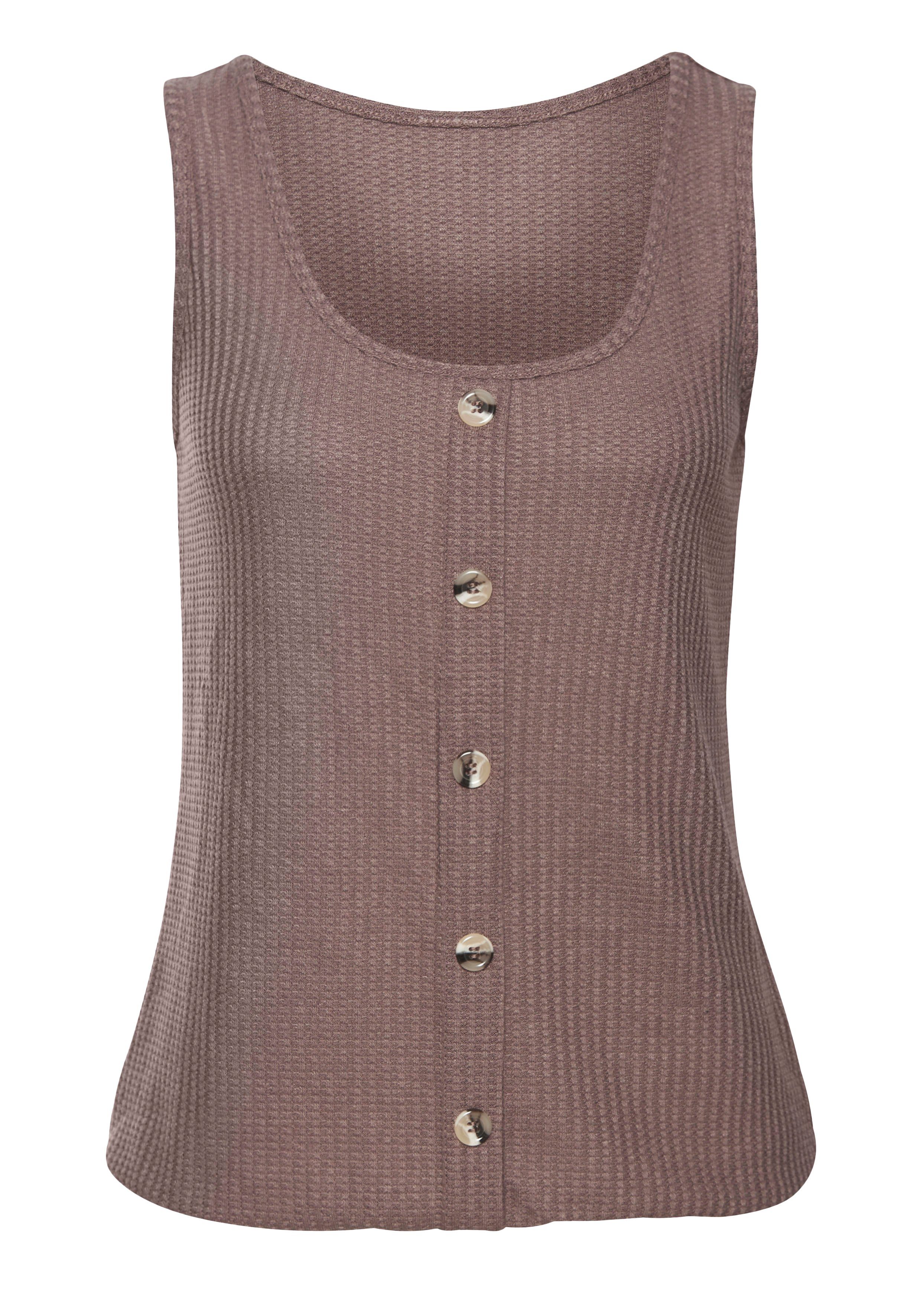 LASCANA Trägertop mit Zierknopfleiste aus weicher Piqué-Qualität. € 24,99, (€ 24,99 pro 1 Stk).