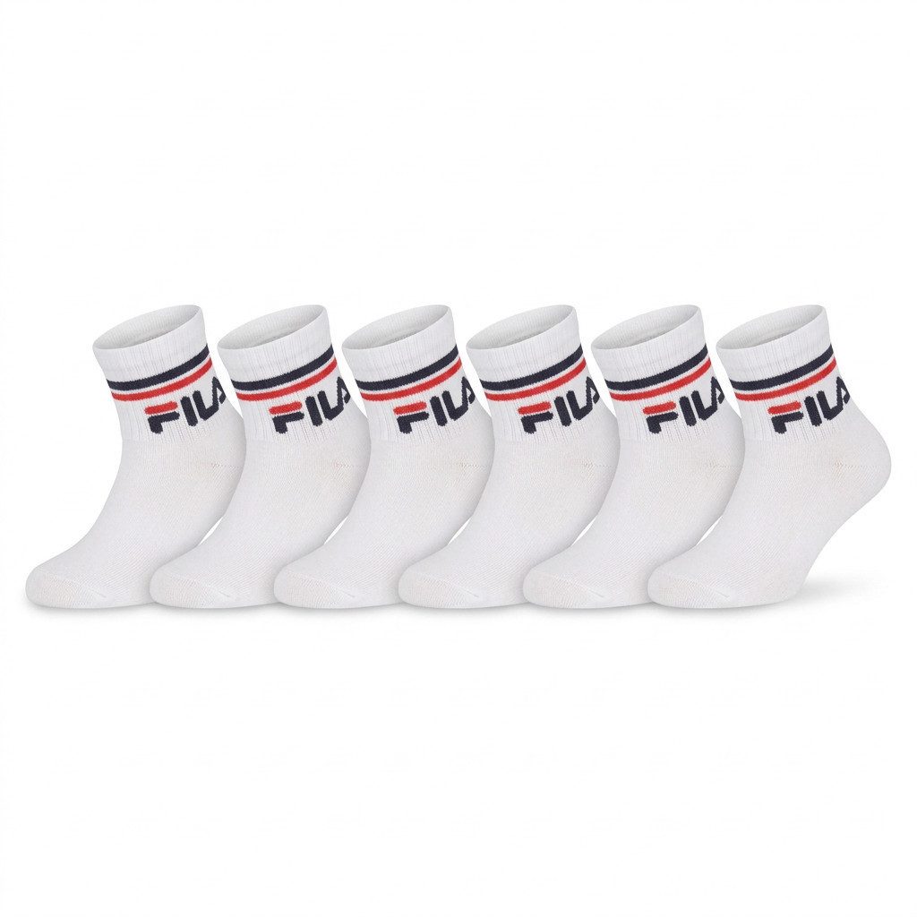 Fila Kurzsocken JUNIOR UNISEX QUARTER PLAIN SOCKS (6 Paar) für Kinder, mit eingestricktem Logo im Bündchen, anatomisch geformt