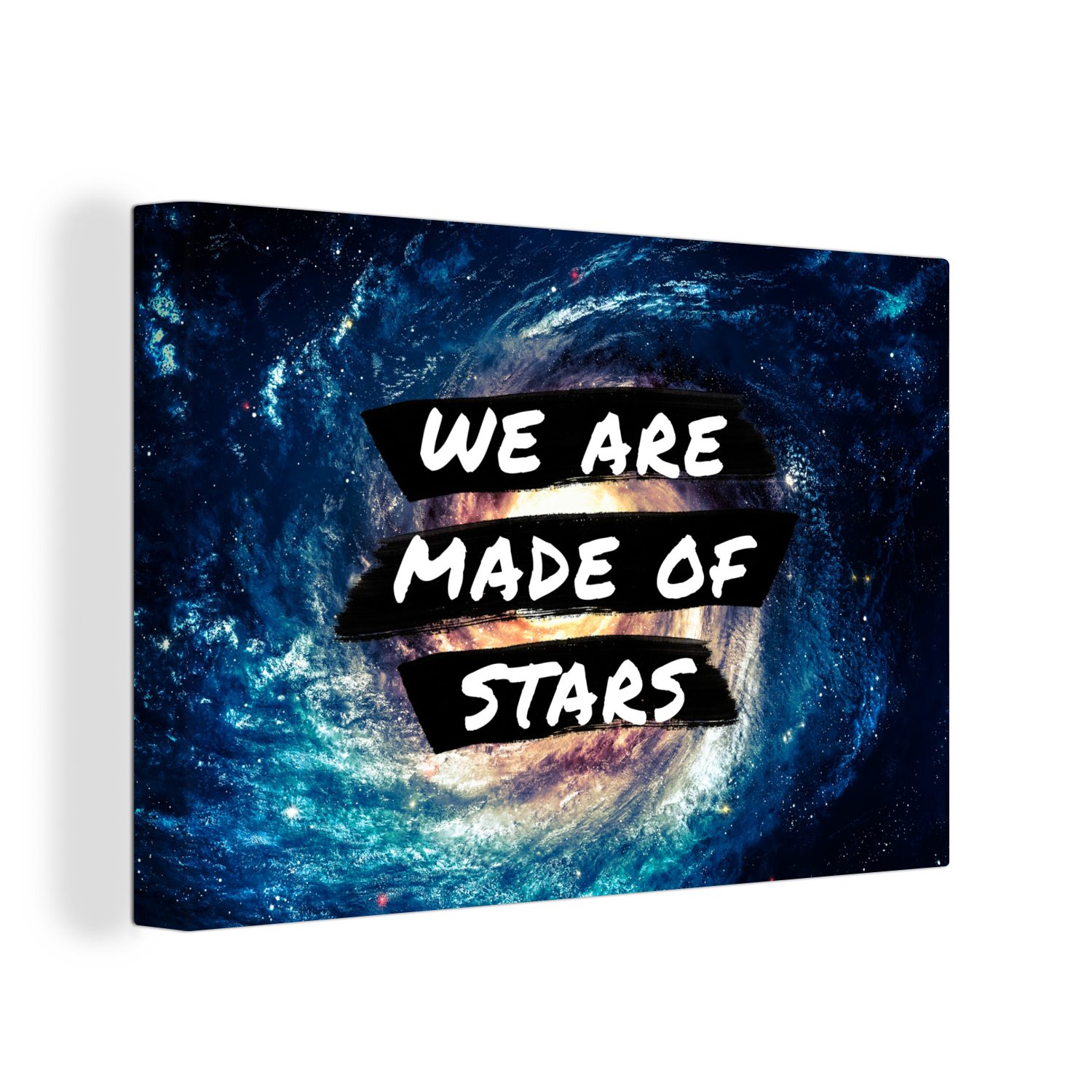 OneMillionCanvasses® Leinwandbild Sprichwörter - 'Wir sind aus Sternen gemacht' - Sterne - Zitate -, (1 St), Wandbild Leinwandbilder, Aufhängefertig, Wanddeko, 30x20 cm