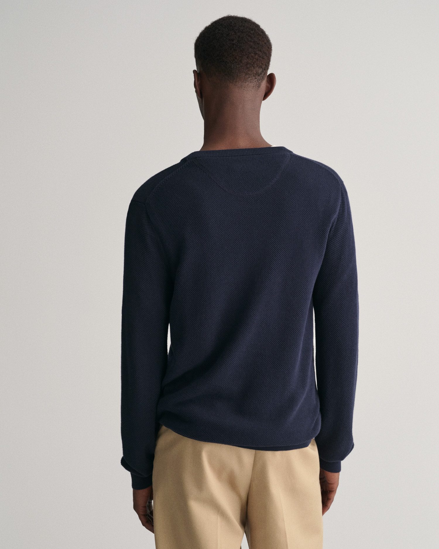 Gant Rundhalspullover COTTON PIQUE C-NECK mit Logostickerei auf der Brust