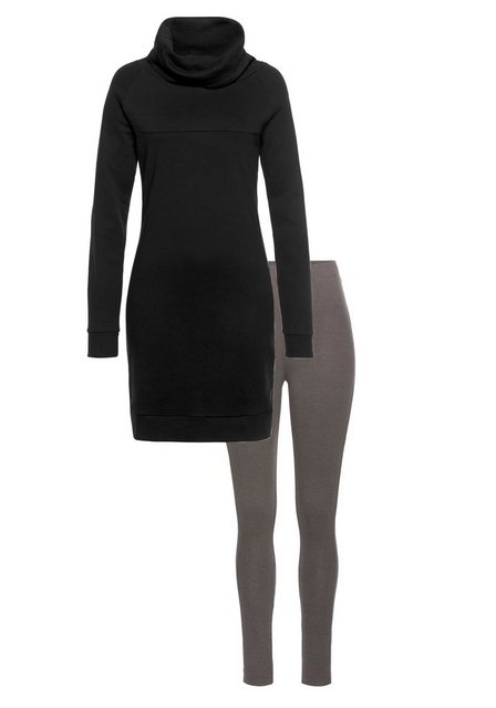 Flashlights Sweatkleid (Set, 2-tlg., mit Leggings) mit Schlauchkragen in schwarz