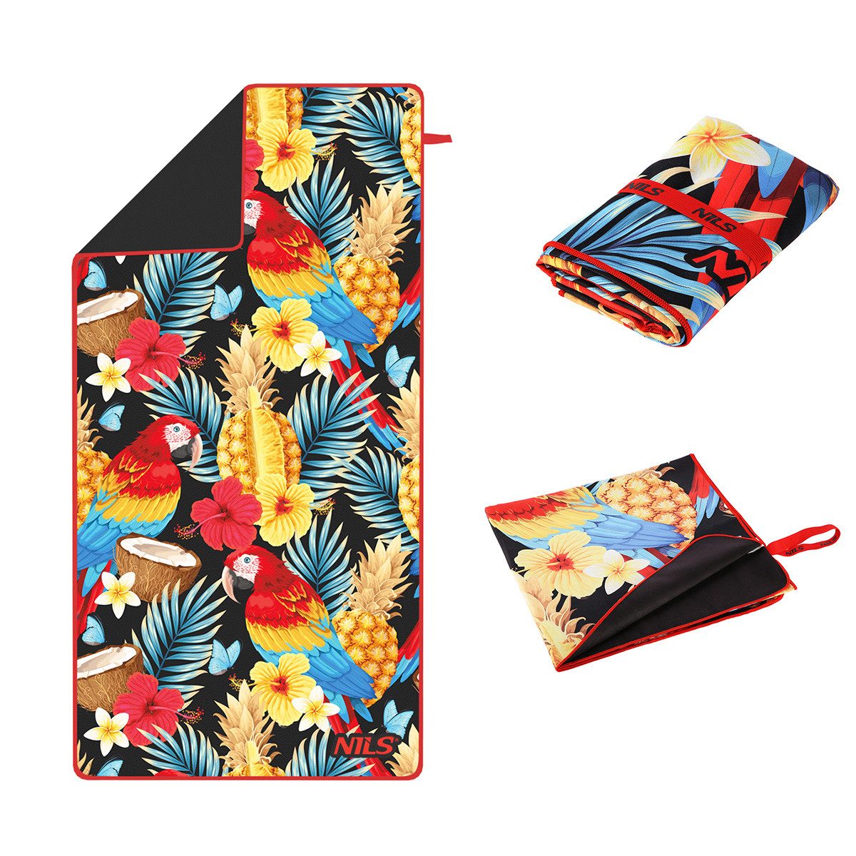 Nils Handtuch Mikrofaserhandtuch Campinghandtuch Strandtuch Tropical 160x80cm, Schnell trocknend