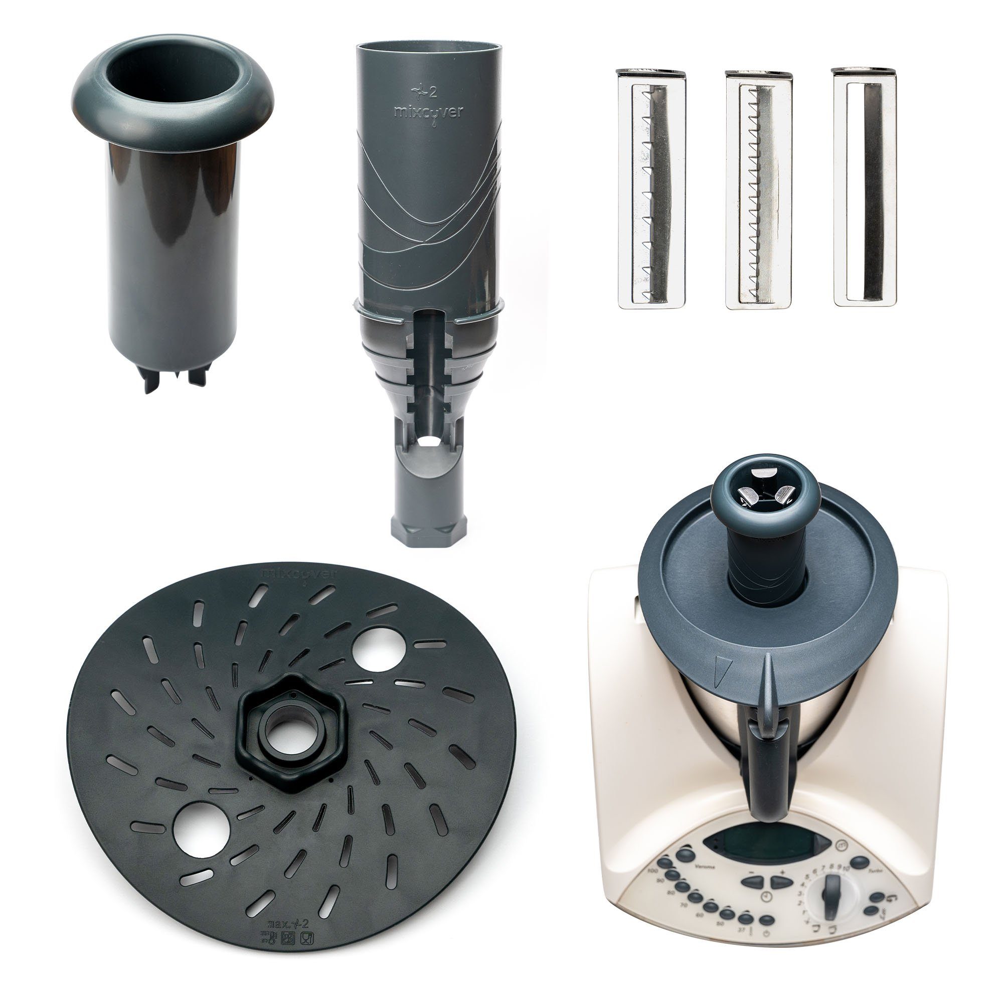 Mixcover Küchenmaschinen Zubehör-Set mixcover Spiralschneider Gemüsenudeln schneiden kompatibel mit