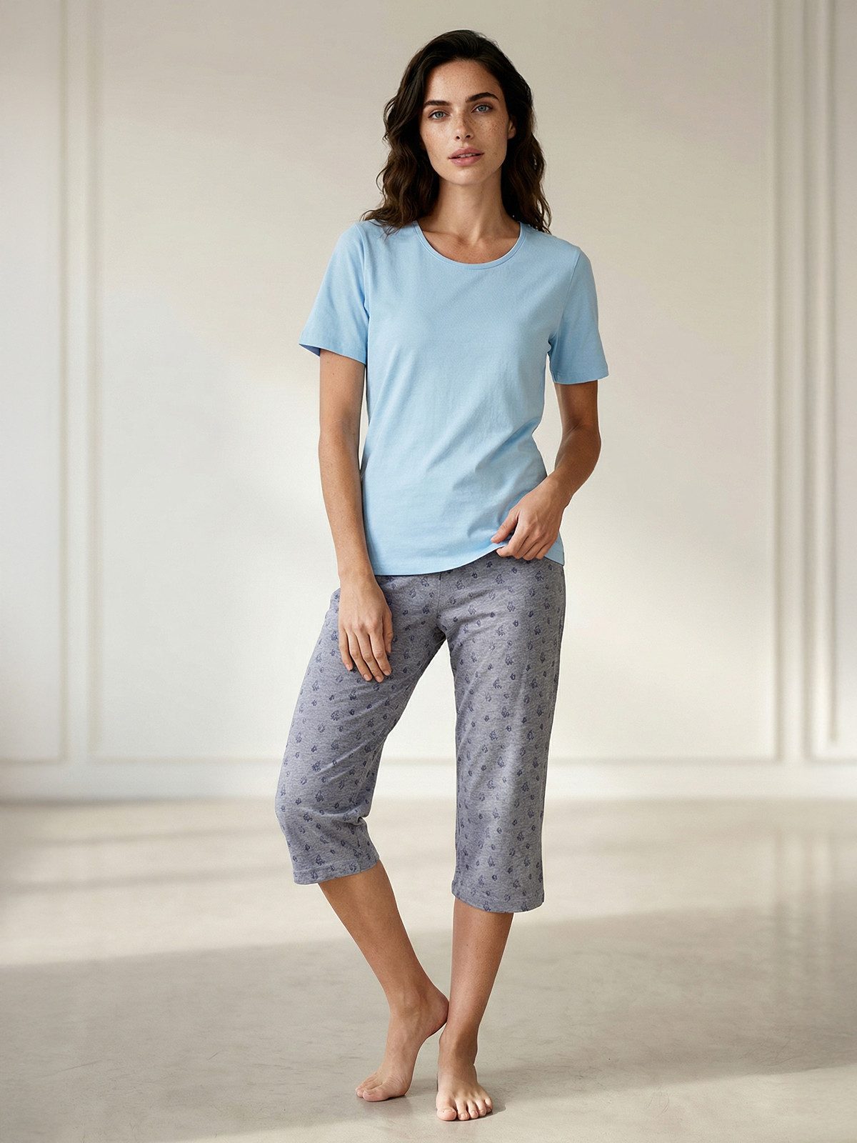 zeitlos Shorty Schmetterling Capri-Set Schlafanzug