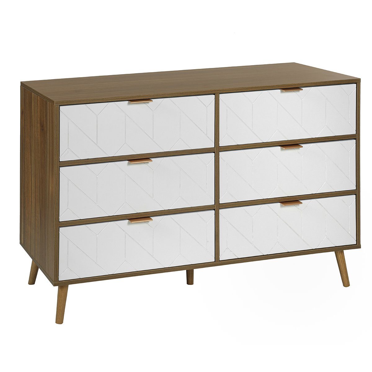 Sideboard (Kommode mit 6 Schubladen), Highboard für Schlafzimmer & alle Wohnräume, 120x39.5x80.5cm