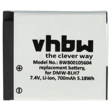 vhbw kompatibel mit Panasonic Lumix DMC-GF8, DMC-GM5K, DMC-GM5KEG-K, Kamera-Akku Li-Ion 600 mAh (7,2 V)