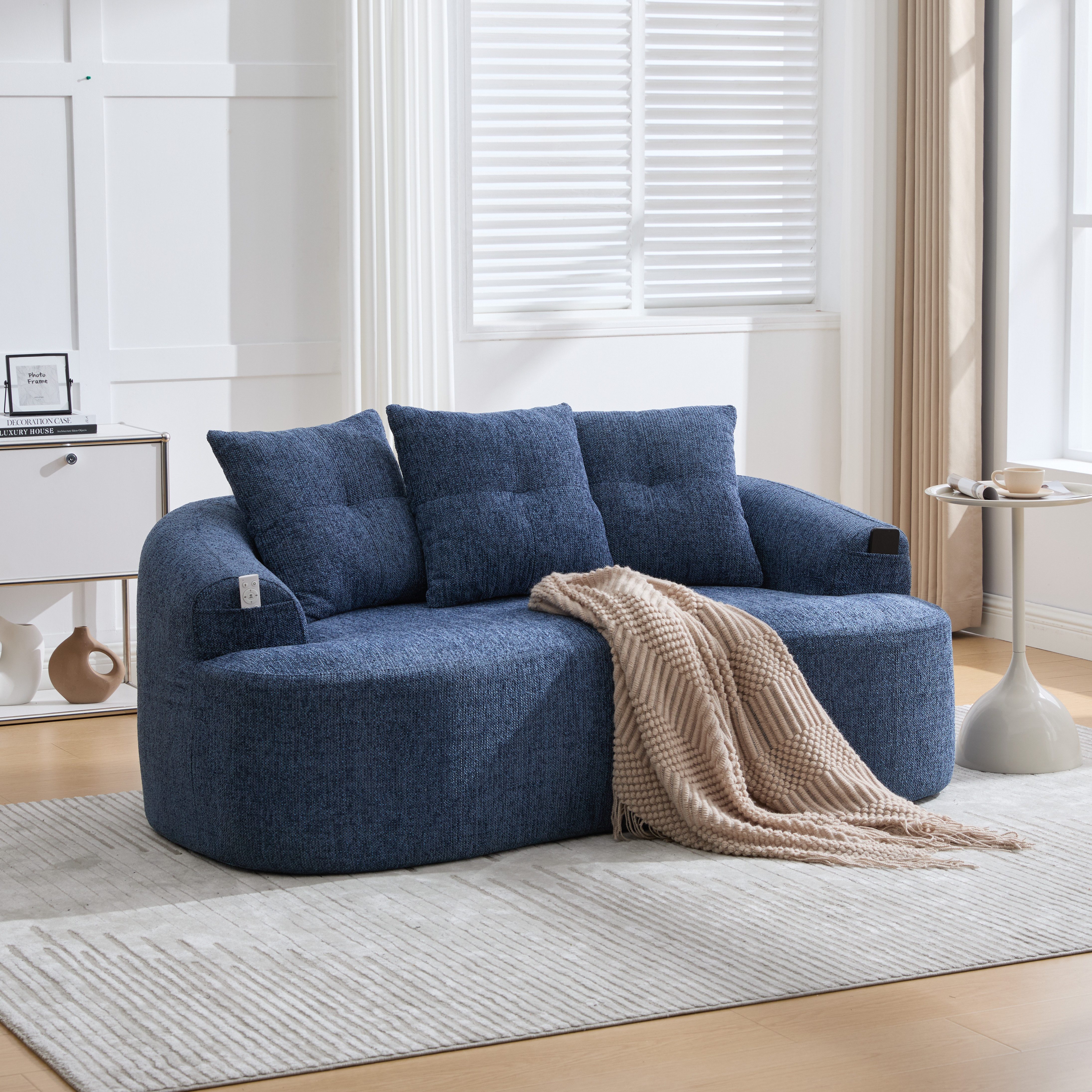 STILVORA Loungesofa Zweisitzer-Sofaset mit Zierkissen komprimiertes Design für Wohnunge, Zweisitzer Relaxsofa mit Chenille-Wolkenmuster, im zeitgenössischen Stil, Extra dicke Kissen