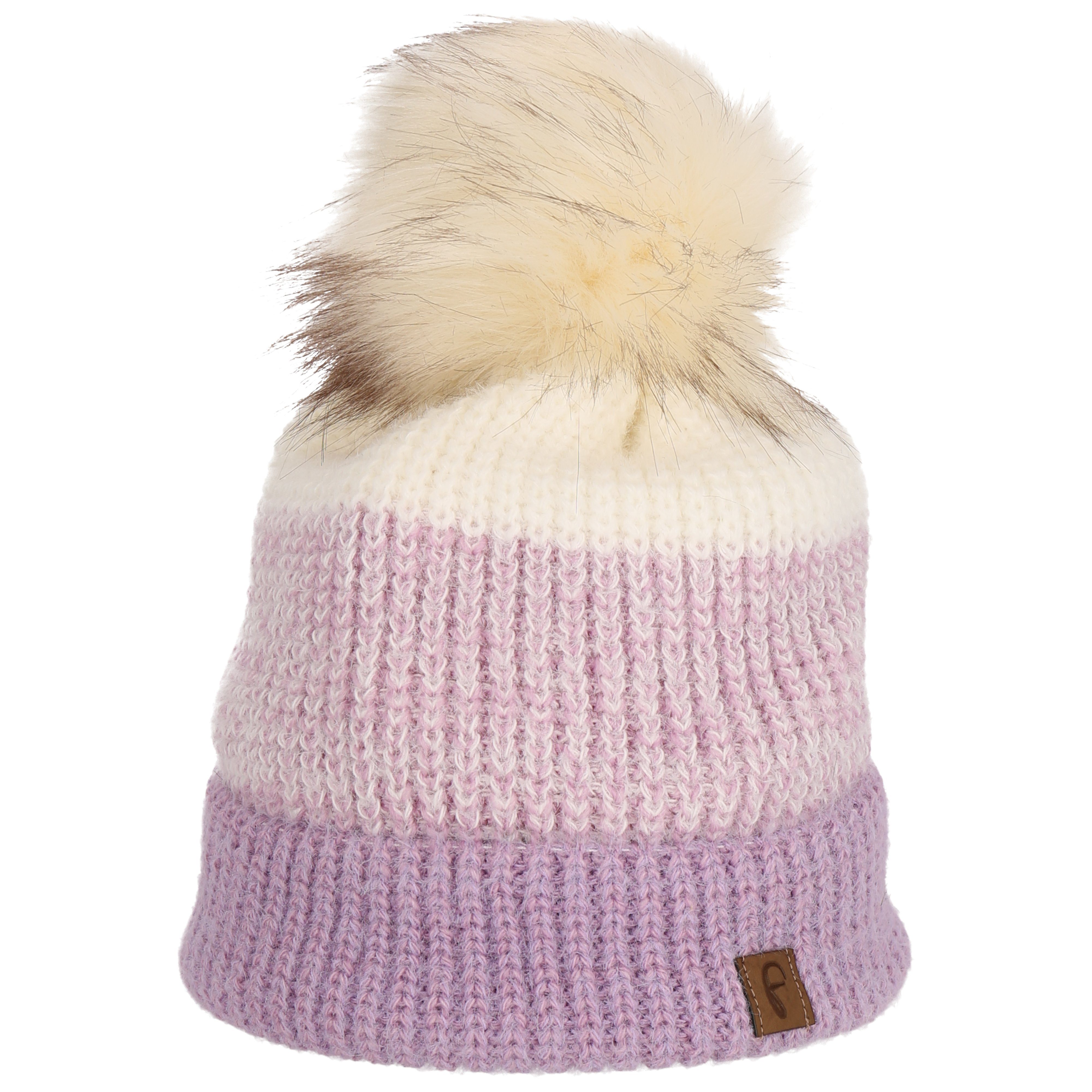 Faera Bommelmütze Wintermütze warm gefüttert mit Kunstfell Bommel-Mütze Damen Herren