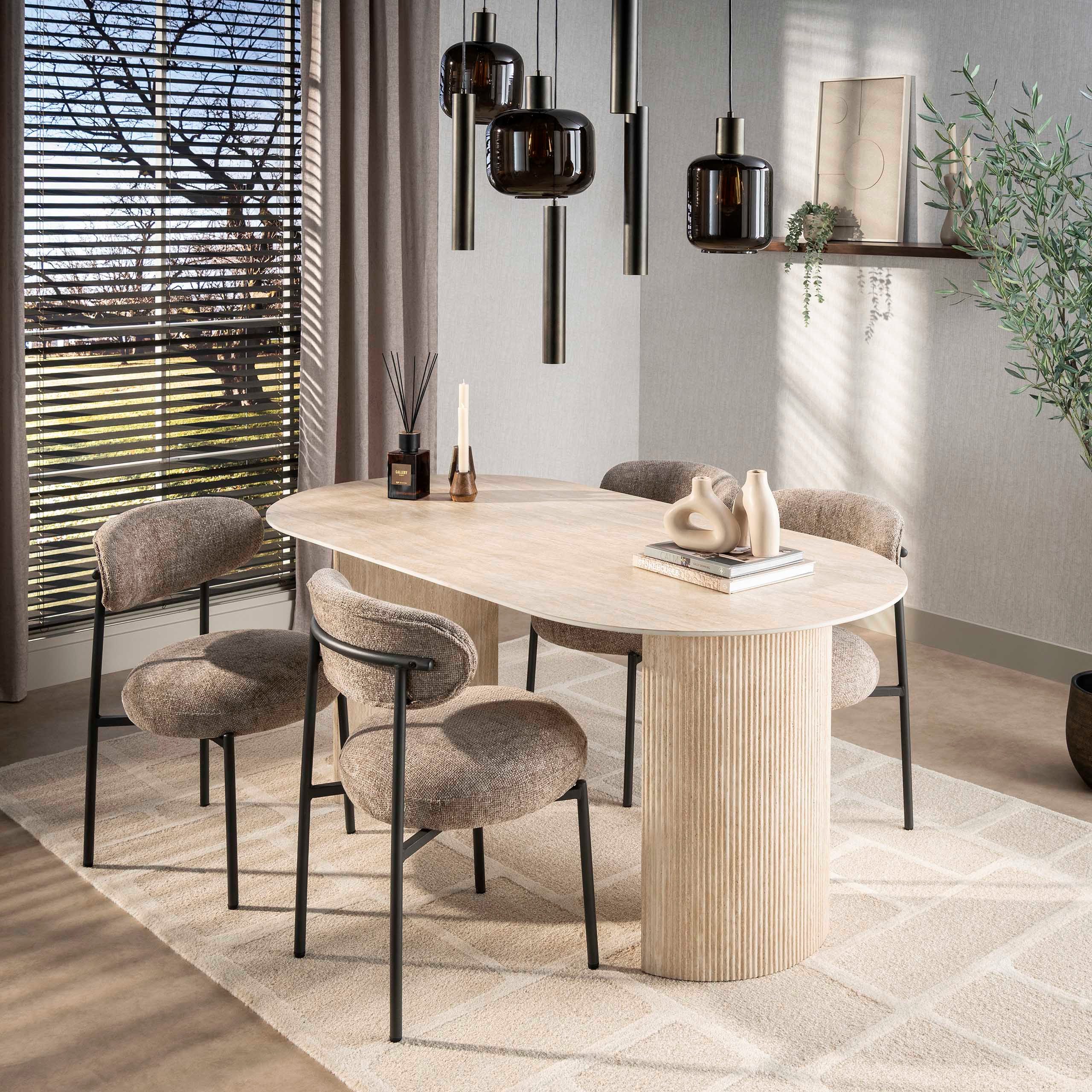 Sitheim-Europe Esstisch Esstisch Romano Arch flach oval 180cm / Keramik travertin