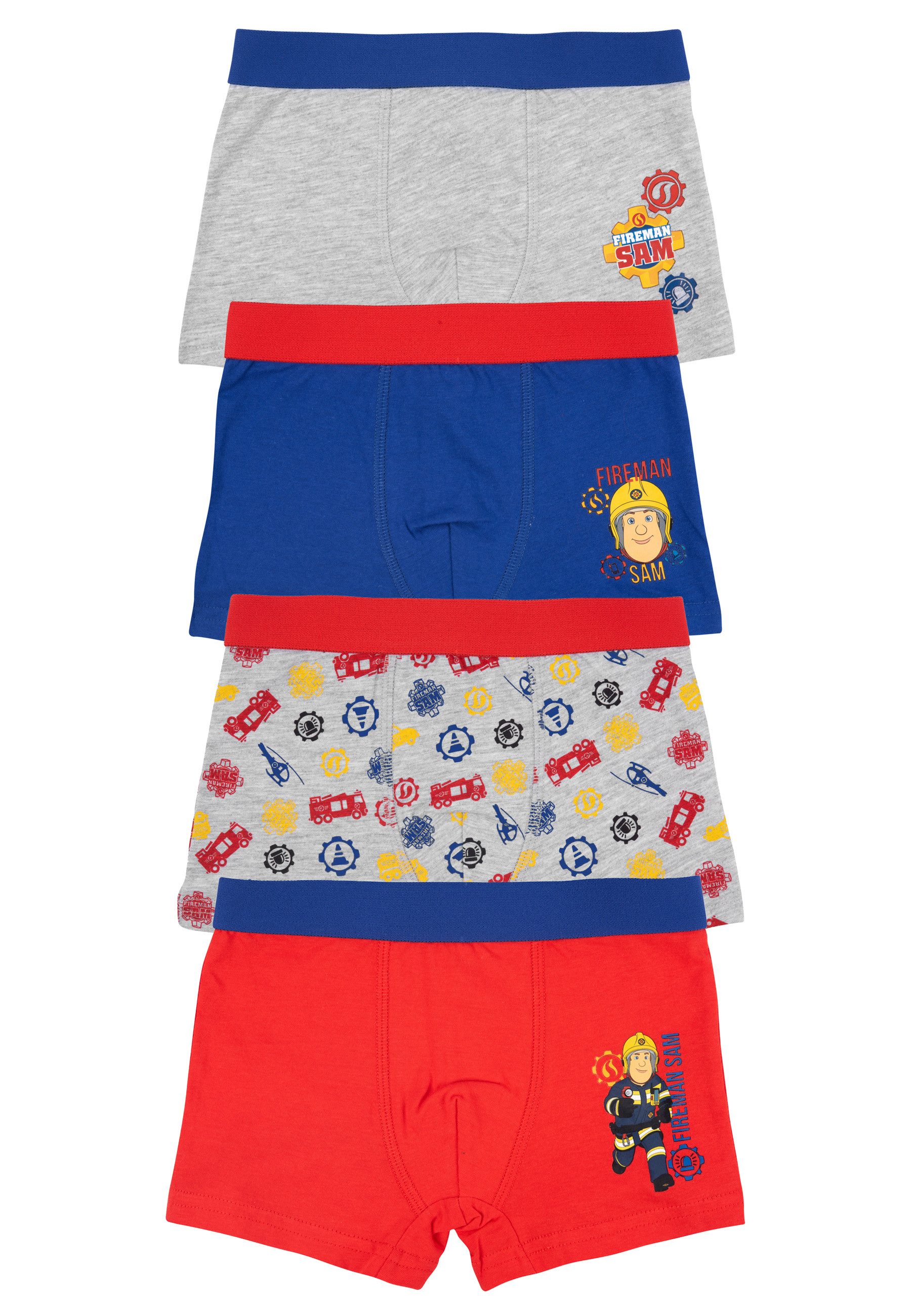United Labels® Boxershorts Feuerwehrmann Sam Boxershorts für Jungen Unterhose Boxer (4er Pack)