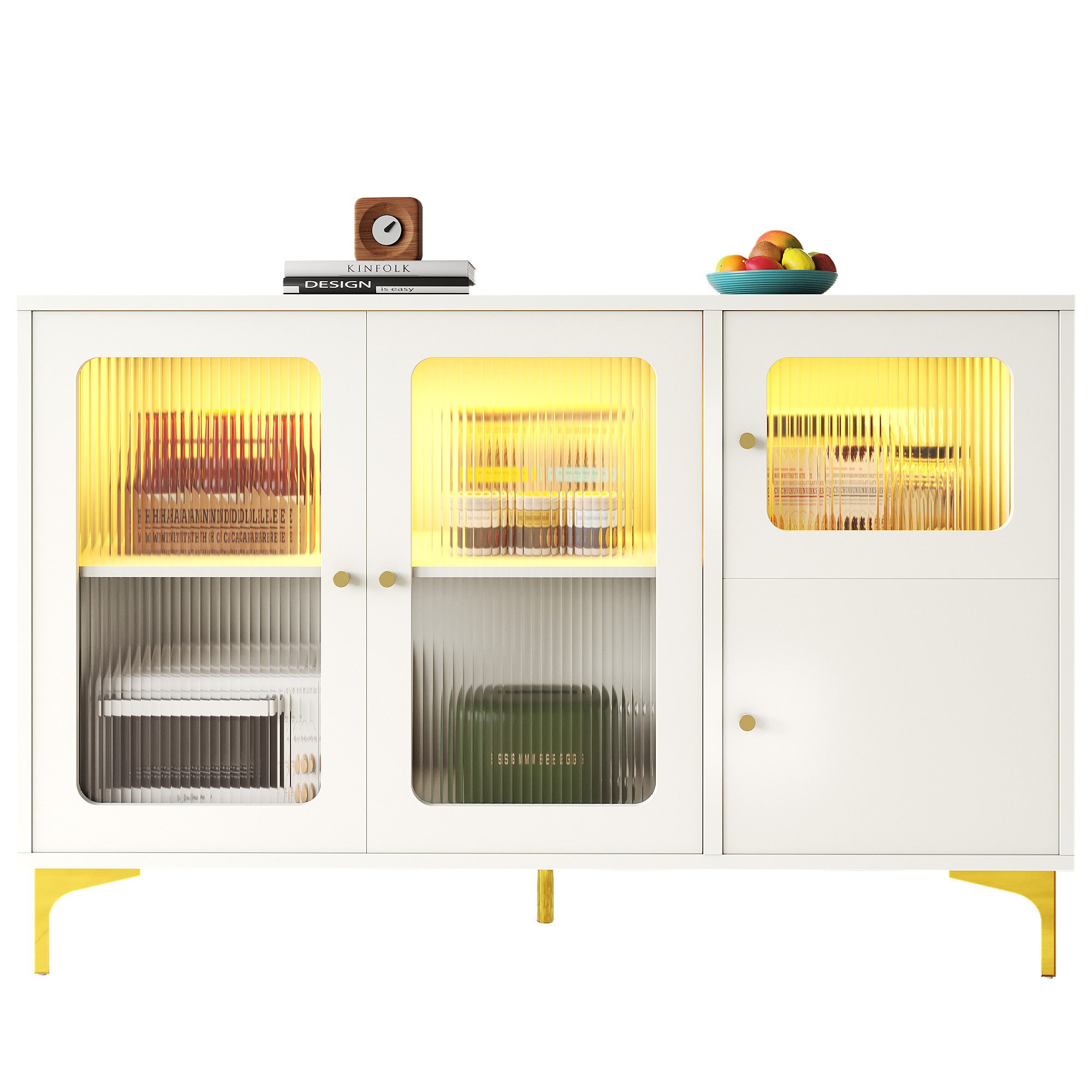 OKWISH Sideboard mit LED-Lichtstreifen (Anrichte,Küchenschrank, Standschran günstig online kaufen