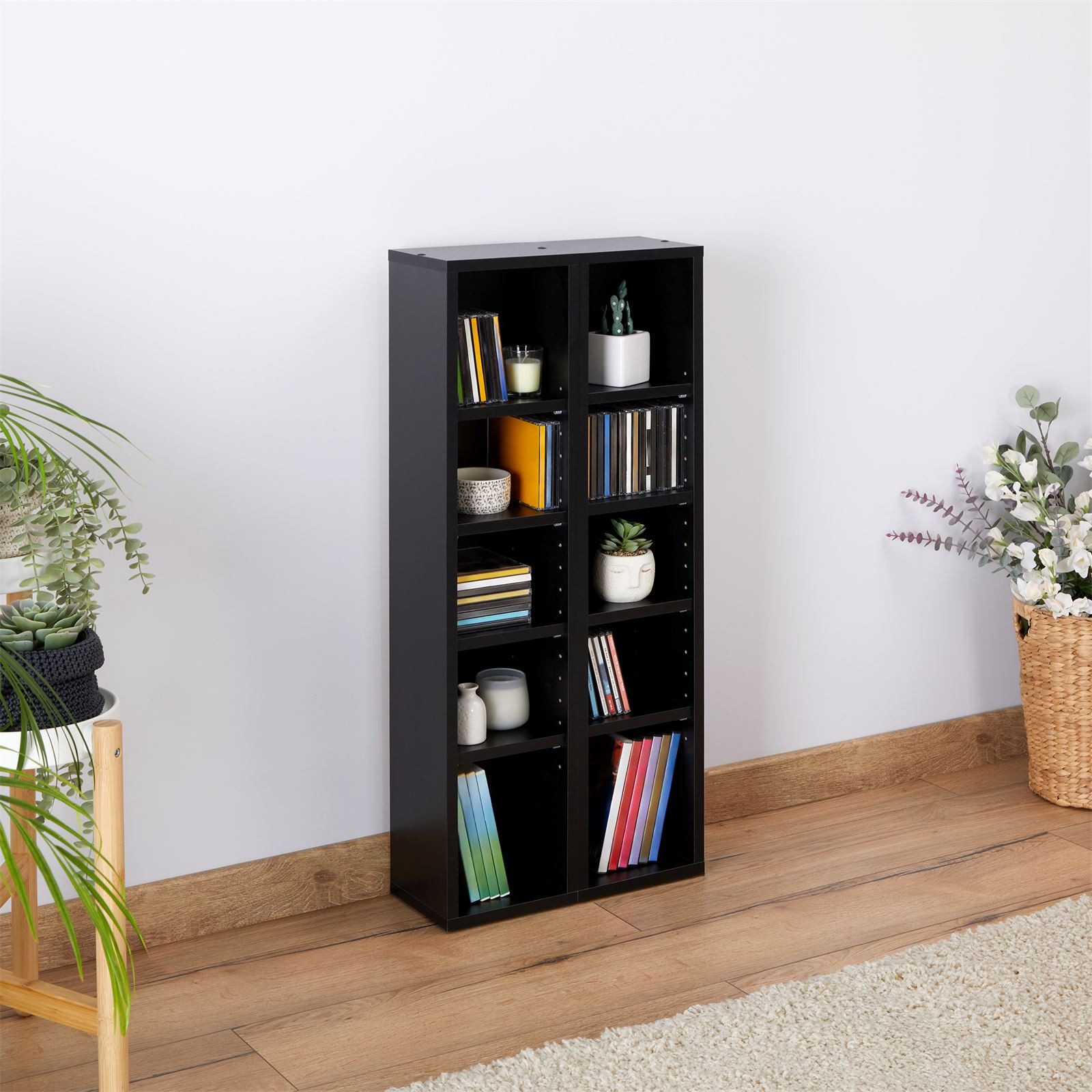 CARO-Möbel CD-Regal CHART, Medienregal aus 2 Modulen, Medien Aufbewahrung bis zu 160 CDs schwarz