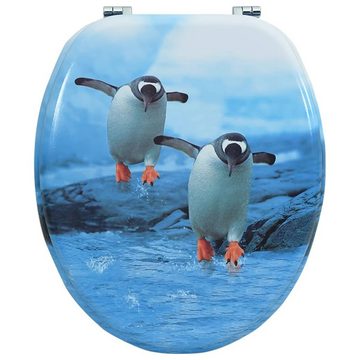 vidaXL WC-Sitz Toilettensitz mit Deckel MDF Pinguin-Design (1-St)