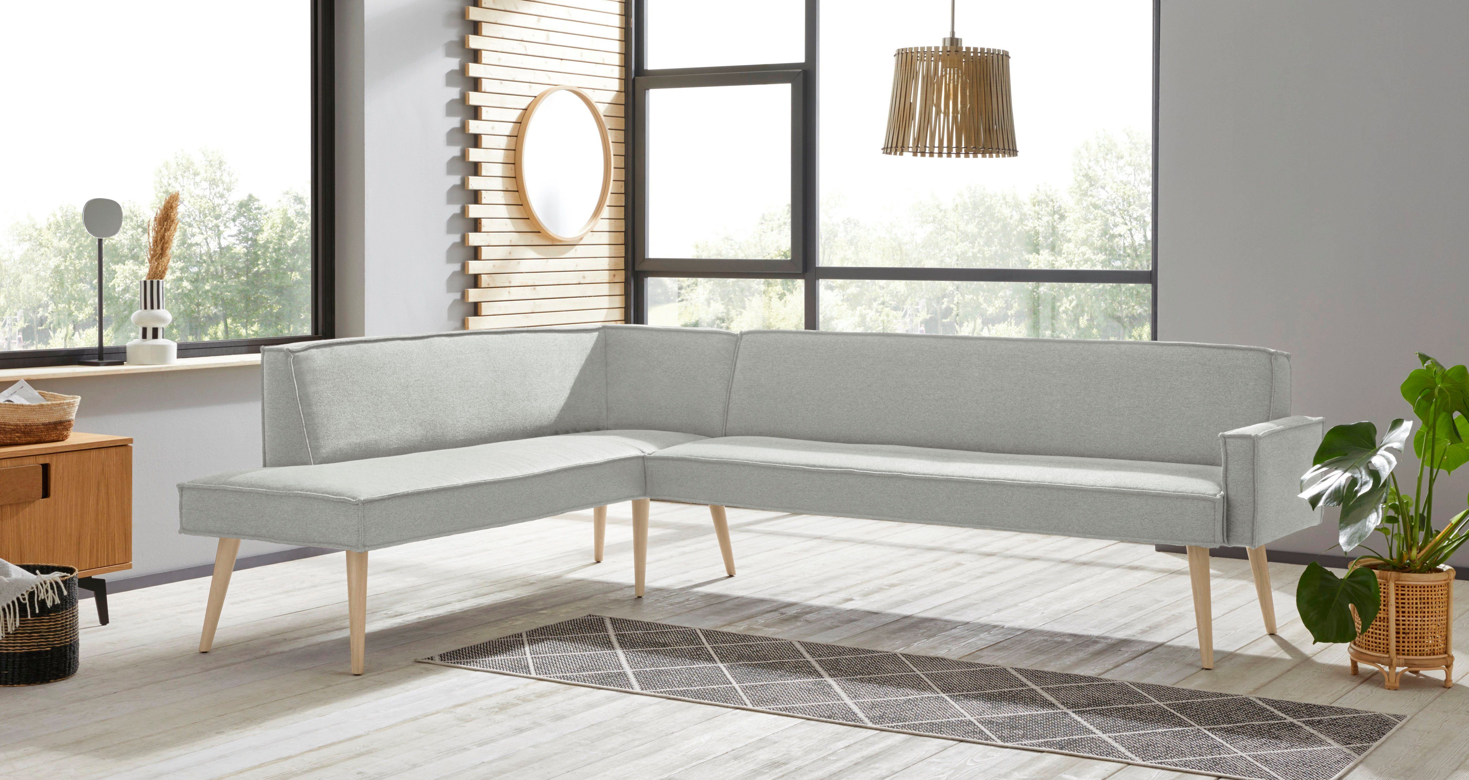exxpo - sofa fashion Eckbank Lungo, moderne Kedernaht, bequem und elegant, hoher Holzfuß, hochwertige Detailverarbeitung, frei im Raum stellbar