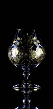 Casa Padrino Digestifglas Luxus Barock Brandy Glas 6er Set Gold Ø 9 x H. 14,5 cm - Handgefertigte und handgravierte Cognacgläser - Hotel & Restaurant Accessoires - Luxus Qualität