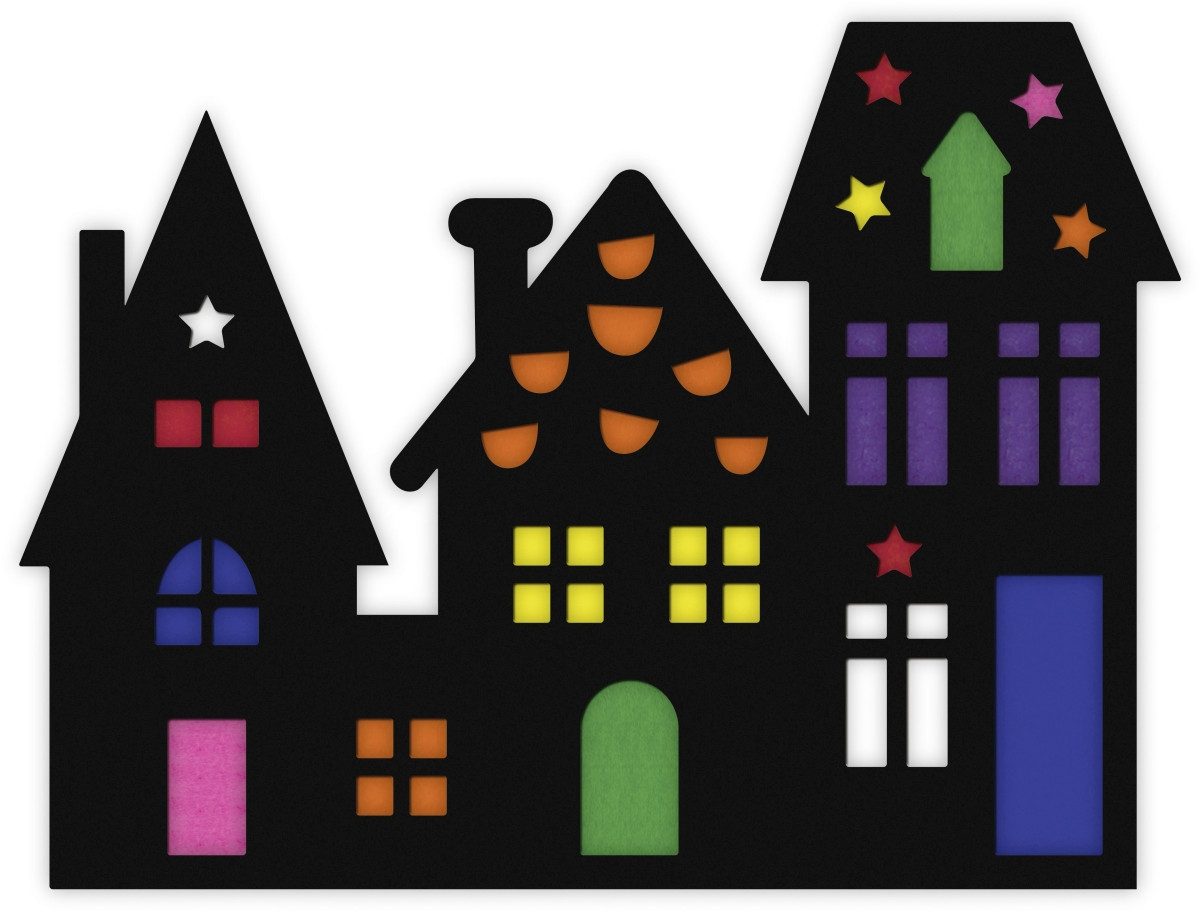 Ursus - Ludwig Bähr Bastelfilz Fensterbild Häuser 24,8x33cm VE=24 Stück (2 Farben)