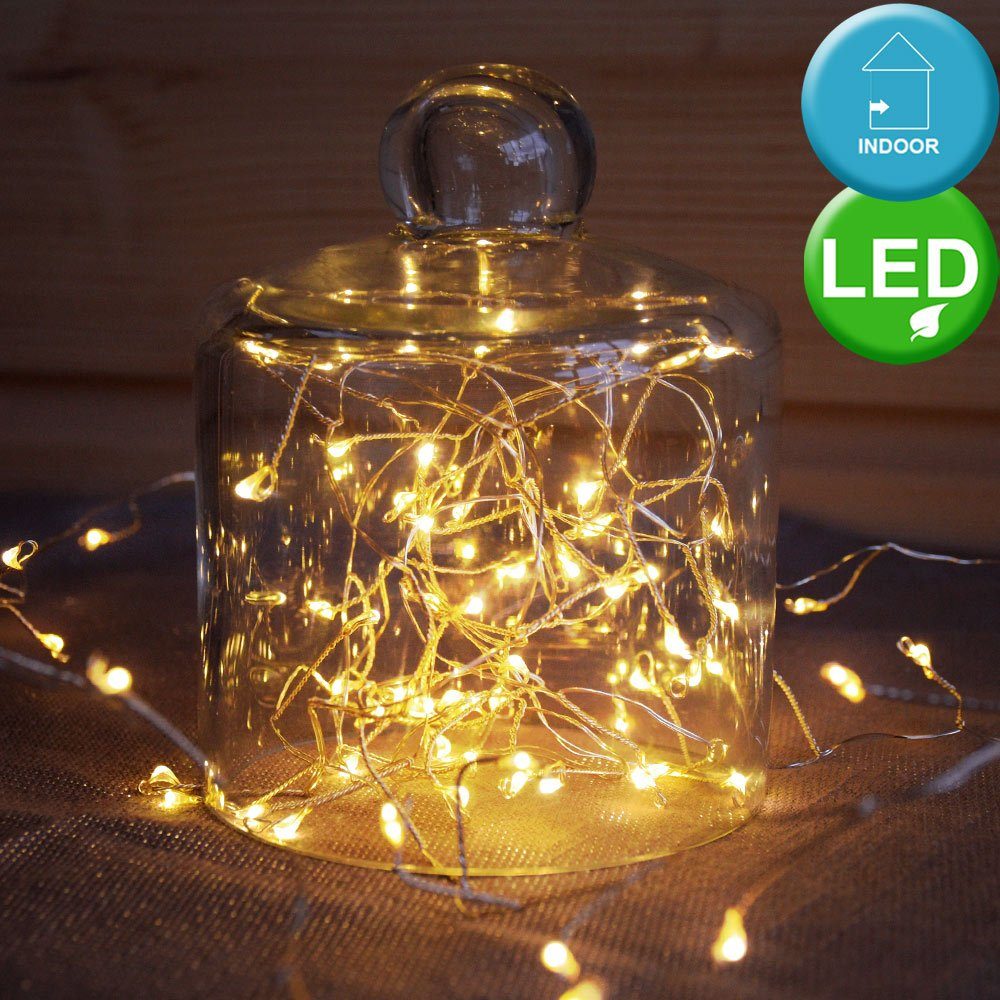 Nordlux Dekolicht, 100x LED Lichter Kette silber Dekoration Weihnachten  Kranz BatterieX-MAS Lampen 288 cm