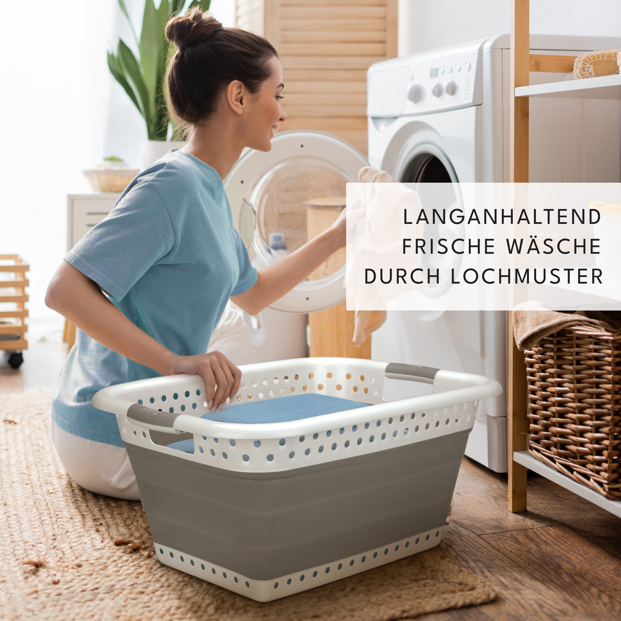 BADIONA Wäschekorb faltbare Wäschekörbe, Sammelkorb für Flaschen oder Spielzeug (2er-Set, 2 faltbare Wäschesammler), 36L Volumen, Faltbar, Leicht zu verstauen