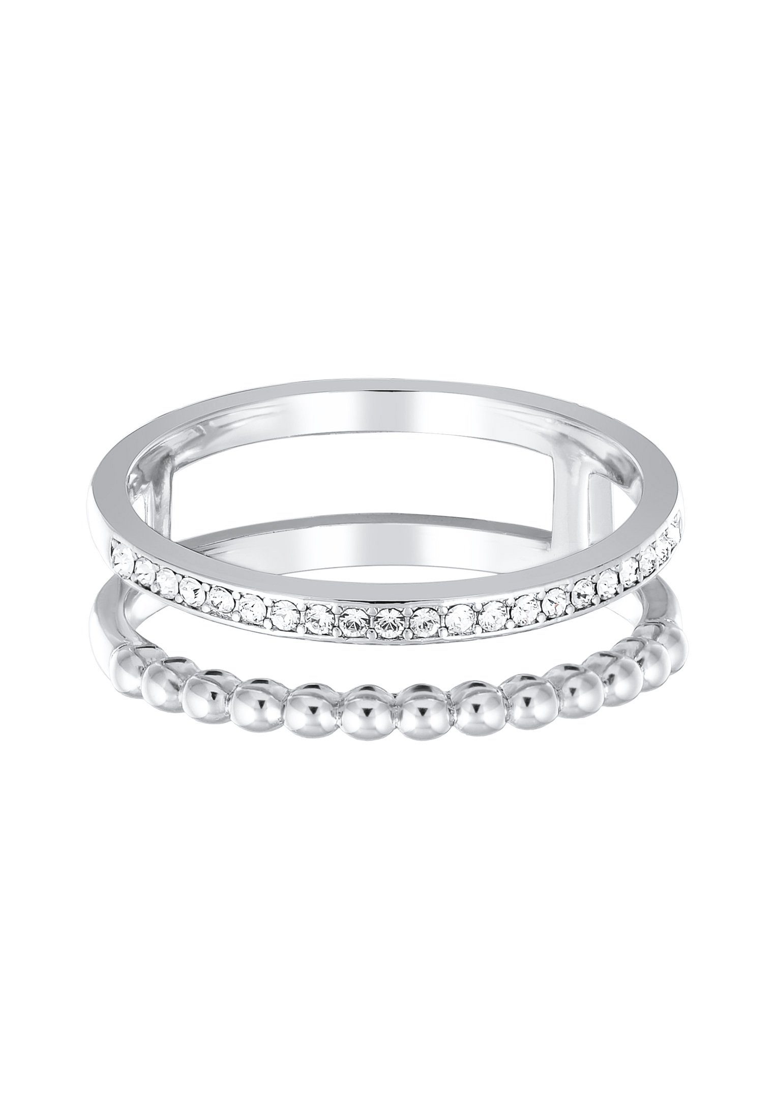 Elli Ring-Set Zweireihig Kugel Silberfarben Kristallen, günstig online kaufen