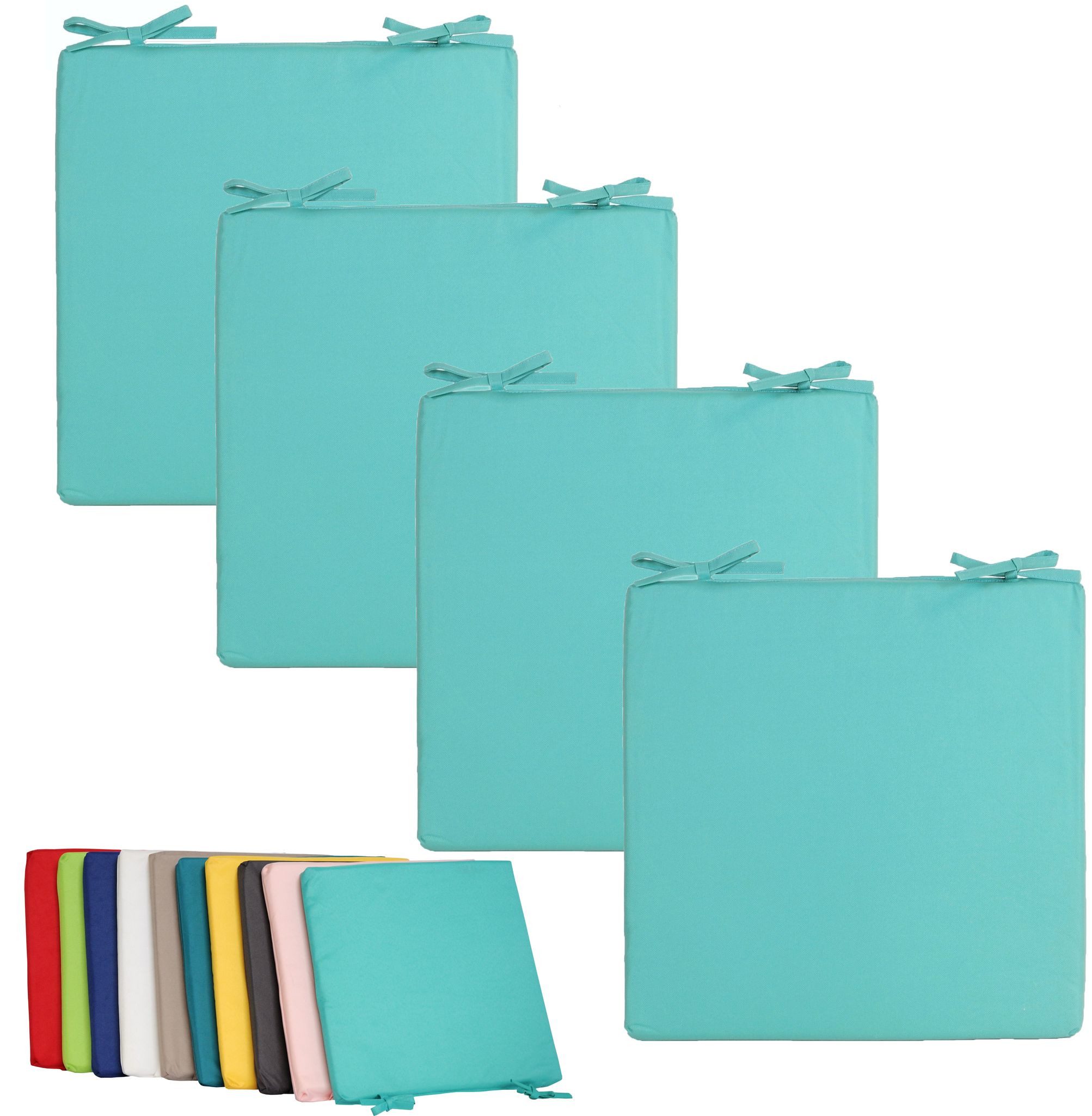 Coen Bakker Stuhlkissen 4x Outdoor Stuhlkissen 40x40cm viele Farben Lounge Kissen Wasserfest, Gartenkissen, Robust, Strapazierfähig, Wasserfest, Innen & Außen