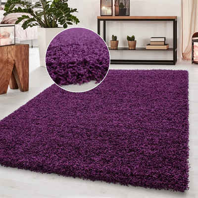 Hochflor-Teppich Shaggy Wohnzimmer Schlafzimmer Hochflorteppich meliert, Miovani, Rechteckig, Höhe: 50 mm