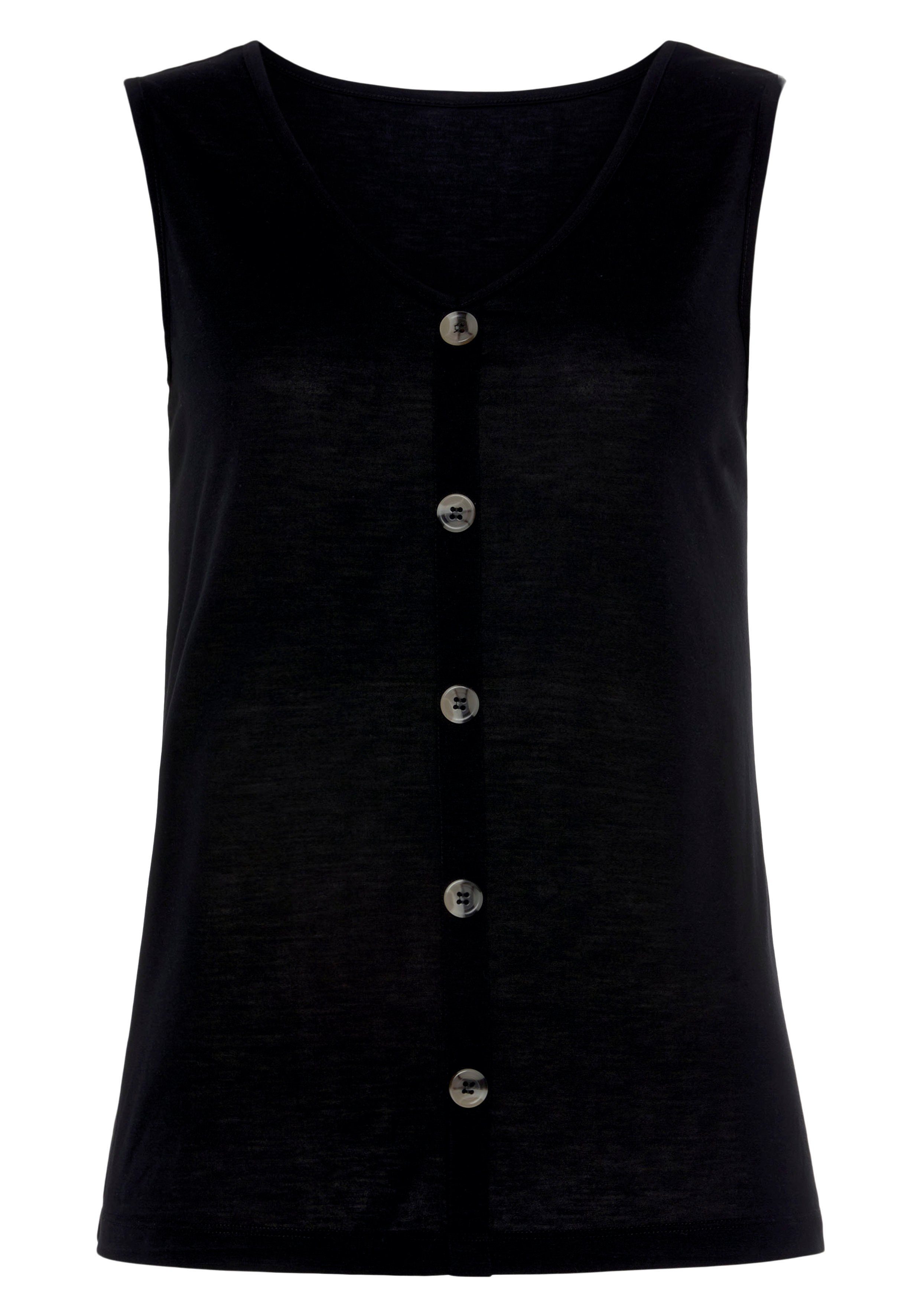 LASCANA Shirttop (2er-Pack) aus leichtem Jersey mit Zierknopfleiste – Bild 5 von 5