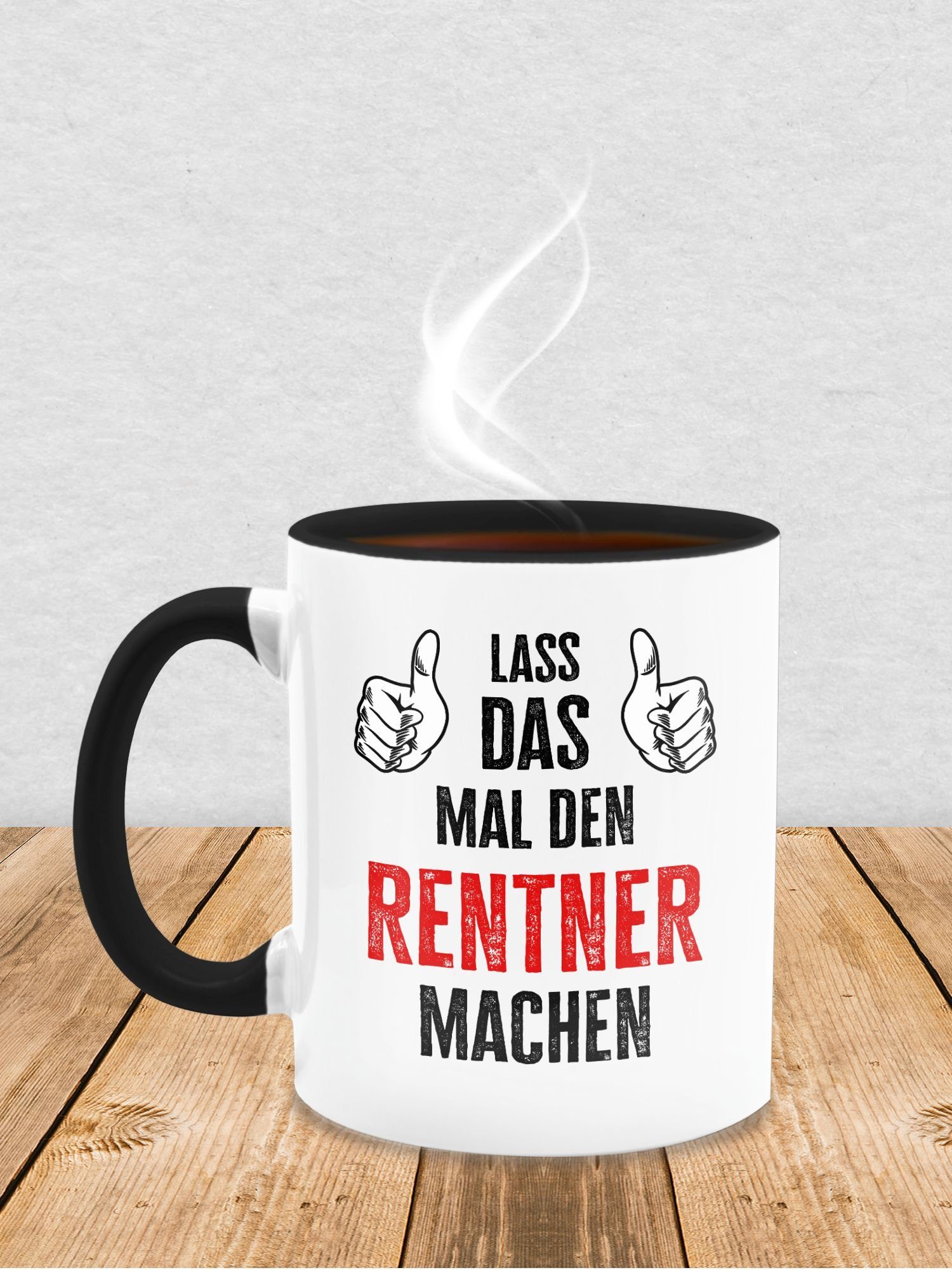 Schwarz mal Geschenk das machen Keramik, Kaffeetasse Renteneintritt Abschiedsges, 2 Rentner Rente Shirtracer Lass - Tasse Geschenk den