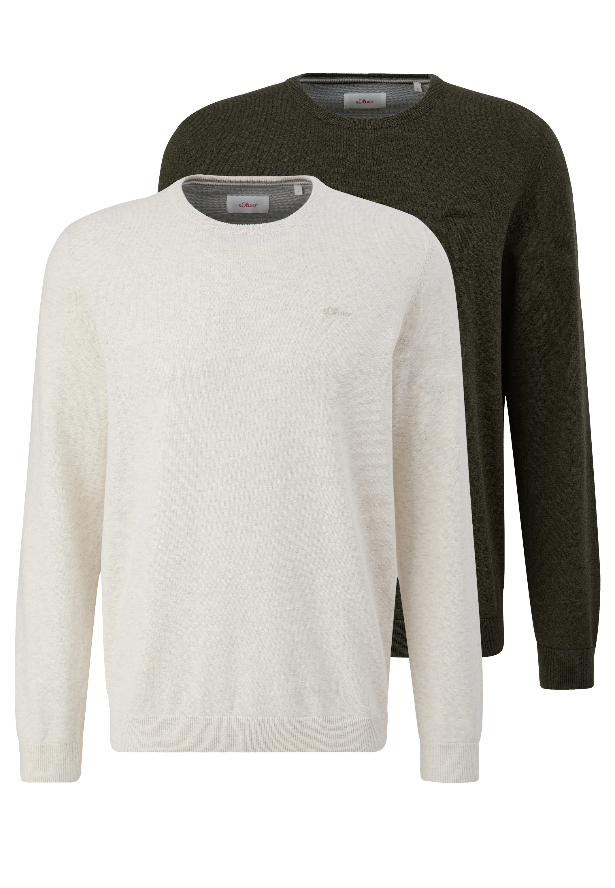 s.Oliver Rundhalspullover 2er Pack Basic (Spar-Set, 2-tlg) Pullover - Baumw günstig online kaufen