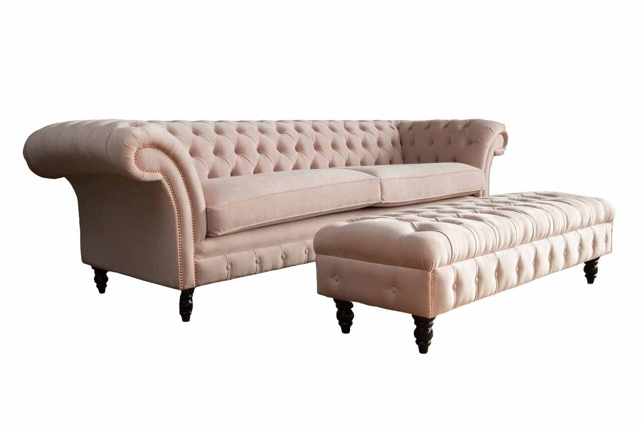 Xlmoebel Bettbank Chesterfield Fußhocker Polsterhocker 120x70cm (1-St), Made in Europa