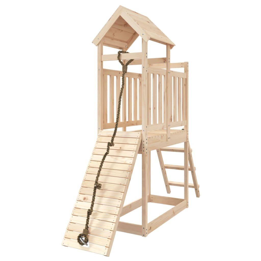 vidaXL Spielhaus Spielturm mit Massivholz Kletterwand Spielen Kletterturm Kinder Kiefer