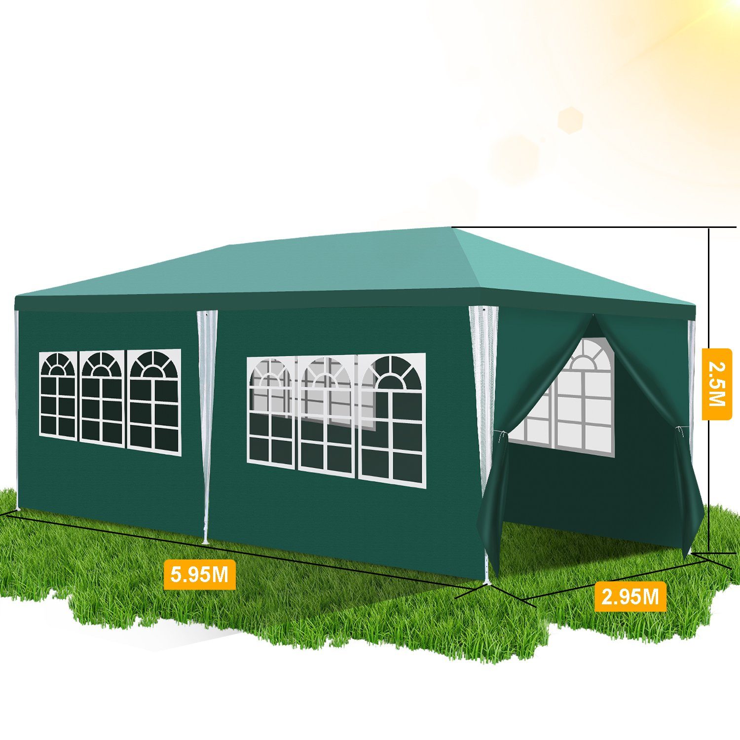 Clanmacy Pavillon Pavillon 3x6m Grün UV-Schutz günstig online kaufen