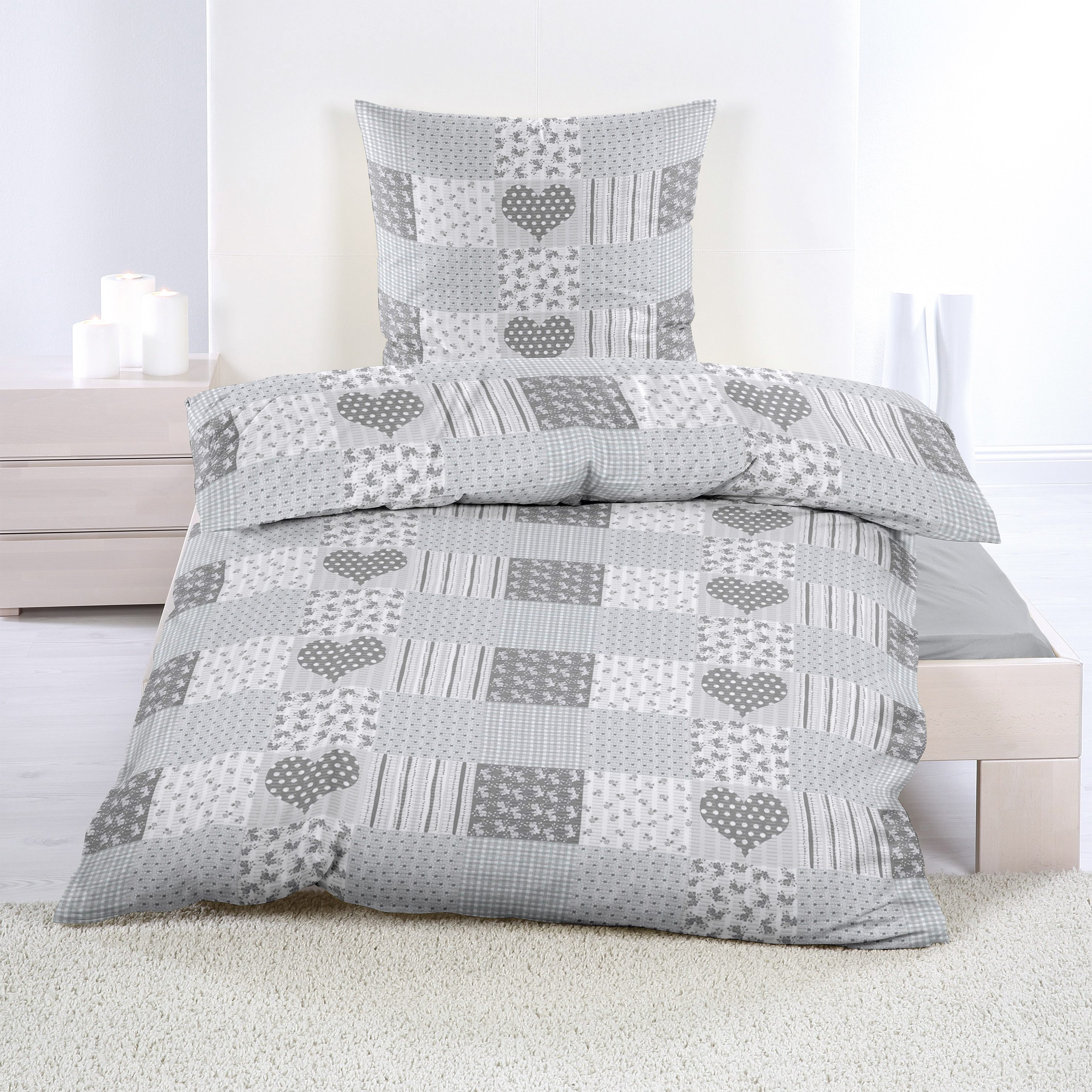 Casa Colori Bettwäsche Seersucker Garnitur 135x200 Reißverschluss, Seersuck günstig online kaufen