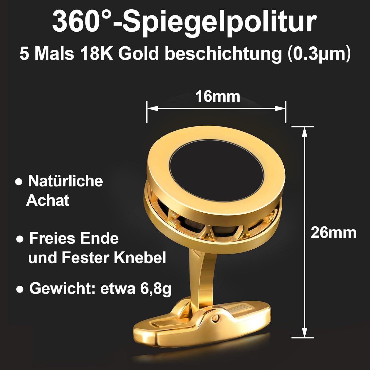 LuxusKollektion Manschettenknöpfe Manschettenknöpfe Herren Achat Perlmuttstein Echtvergoldet