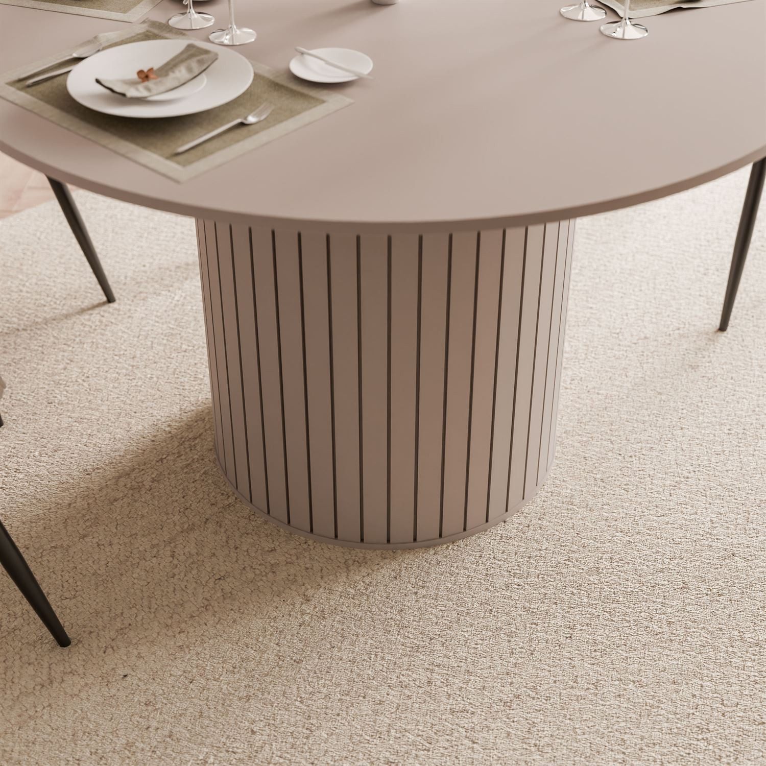 yourhouse24 Esstisch Rund Ø 120 cm LINNEA – Säulentisch in Lamellen-Optik – Modernes Design (1x Tisch), Modernes Design mit Rillenstruktur