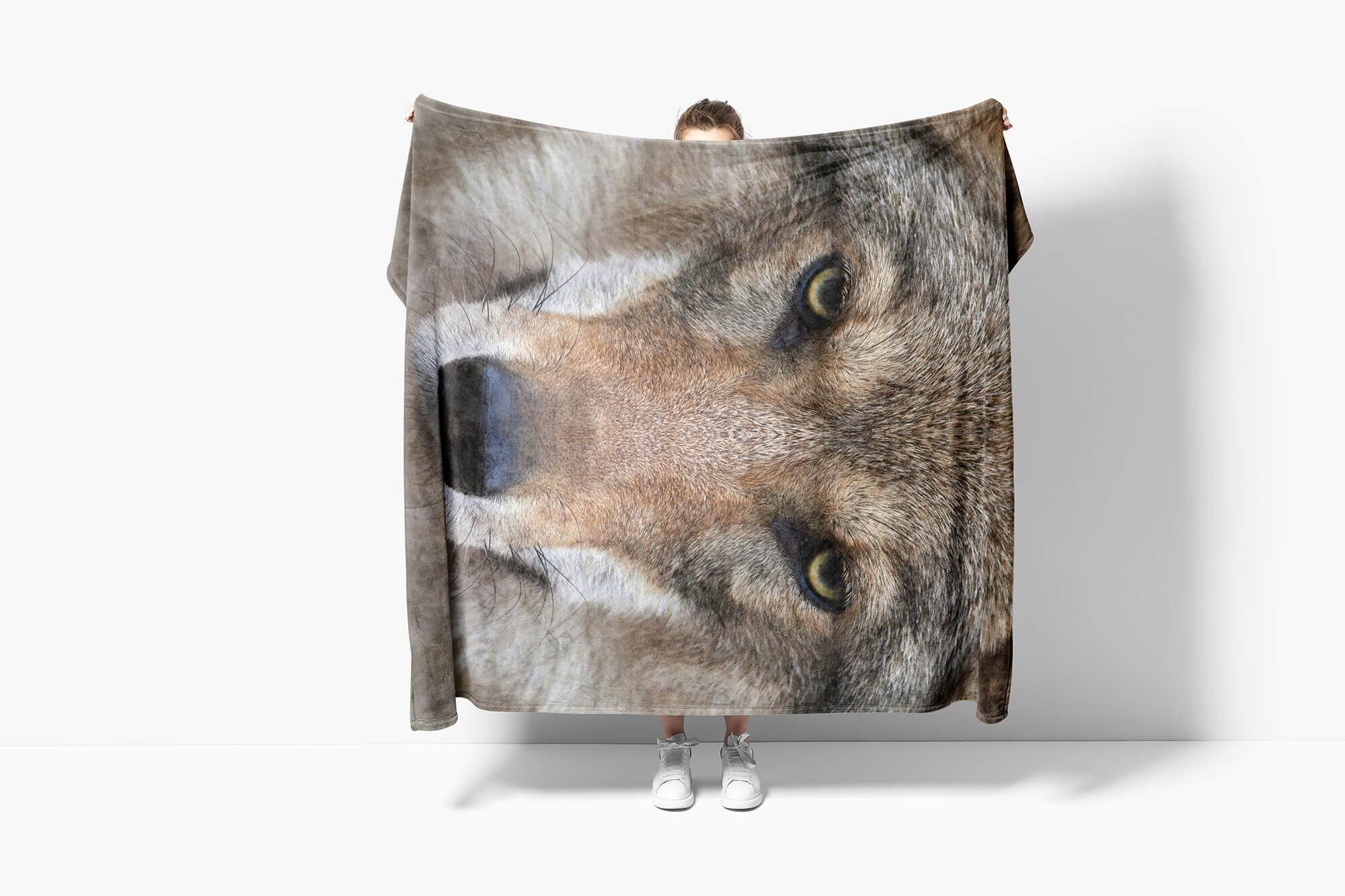 Handtücher Handtuch Strandhandtuch Saunatuch Kuscheldecke mit Tiermotiv Wolf Wild, Baumwolle-Polyester-Mix (1-St), Handtuch