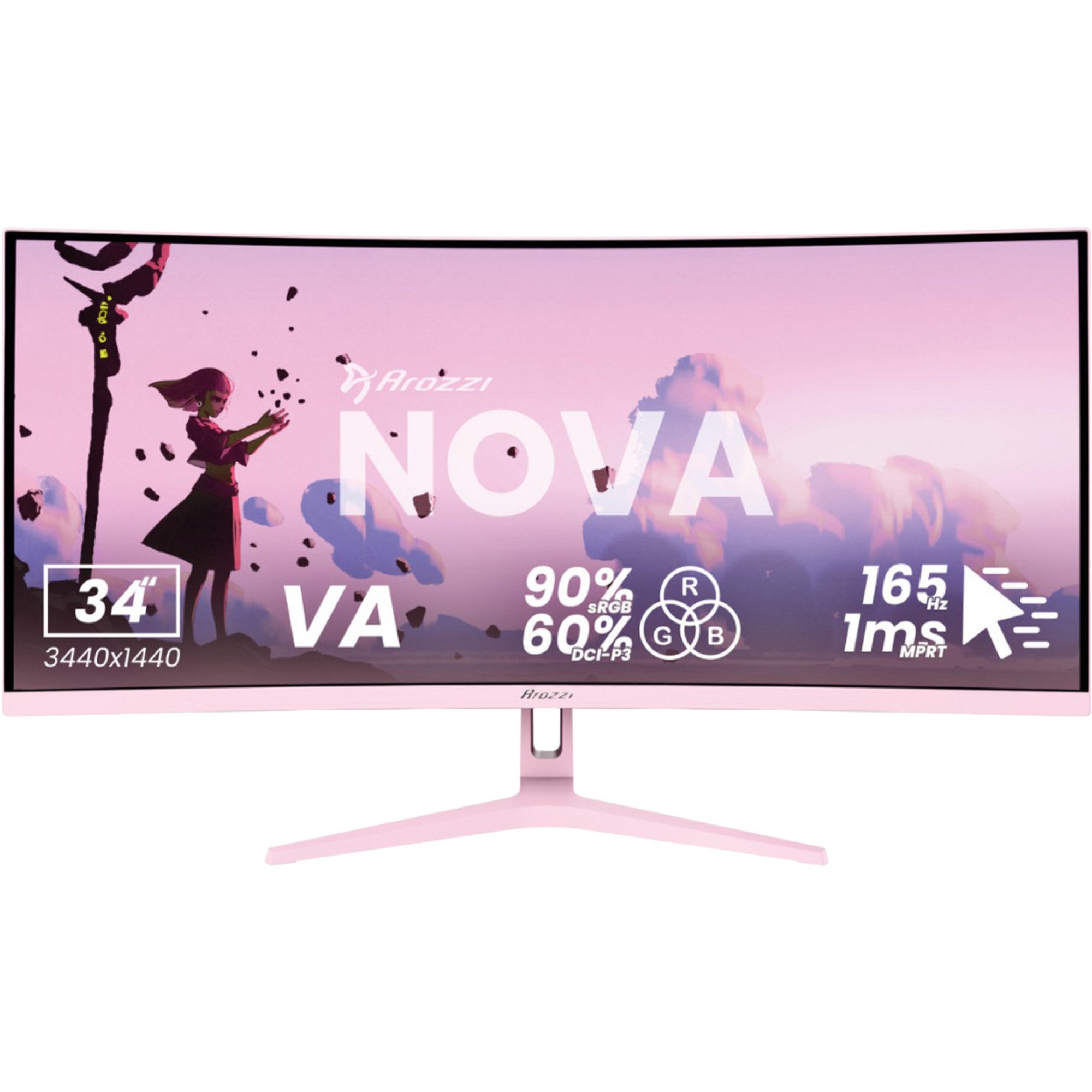 Arozzi Arozzi Nova 34T2K165, Gaming-Monitor, (UWQHD, VA, TFT-Monitor (3440 x 1440 px)