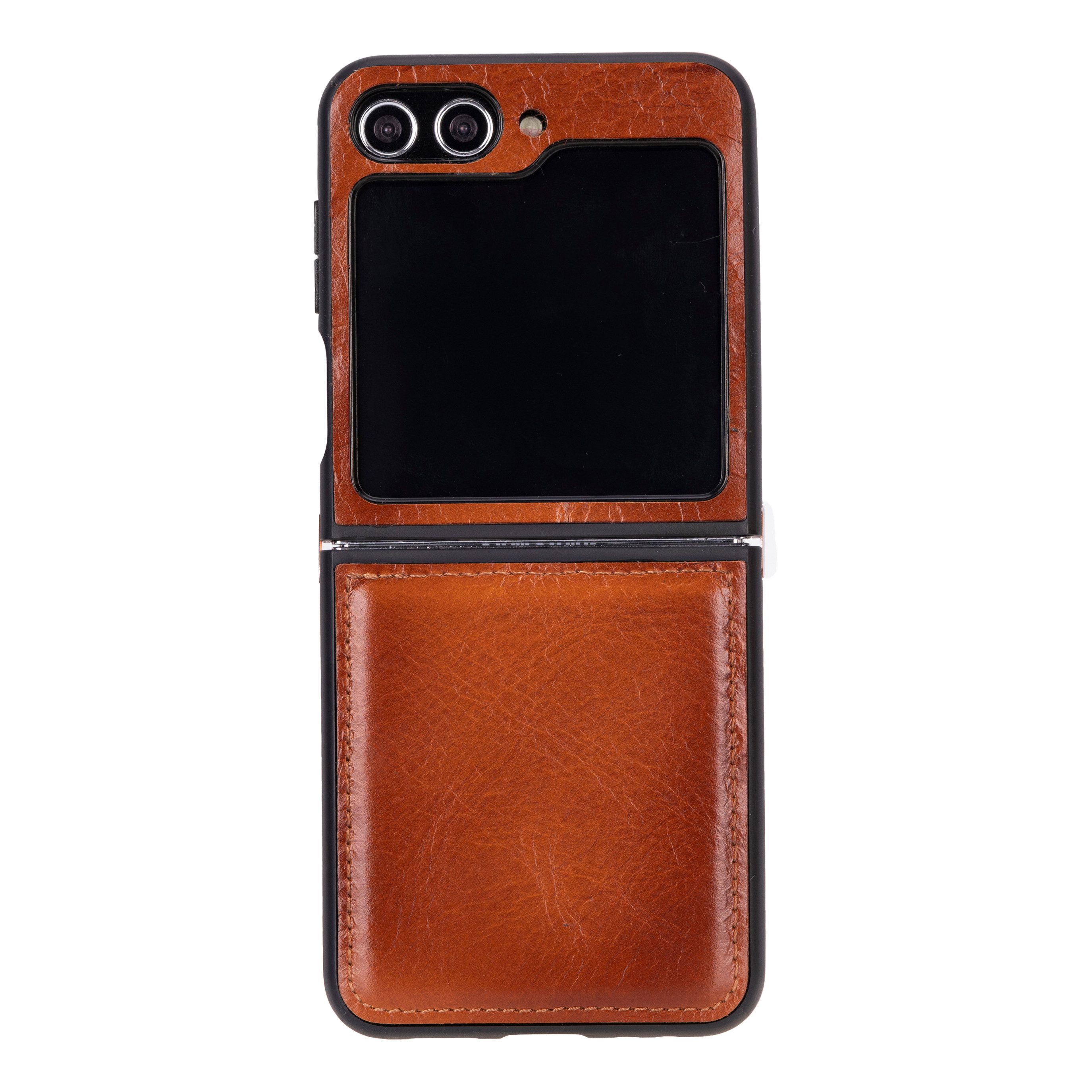 Renna Leather Handyhülle für Samsung Z FLIP 6 -Z FLIP 5 Echtes Leder Case Cover