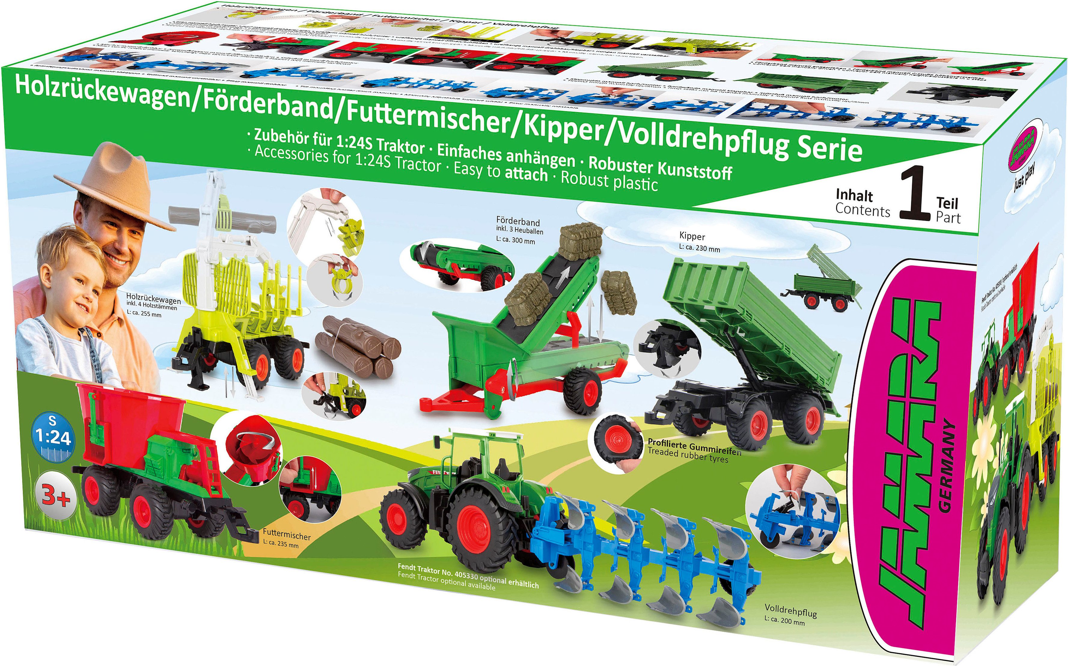 Jamara Spielzeug-Landmaschine Förderband 1:24S inkl. 3 Heuballen