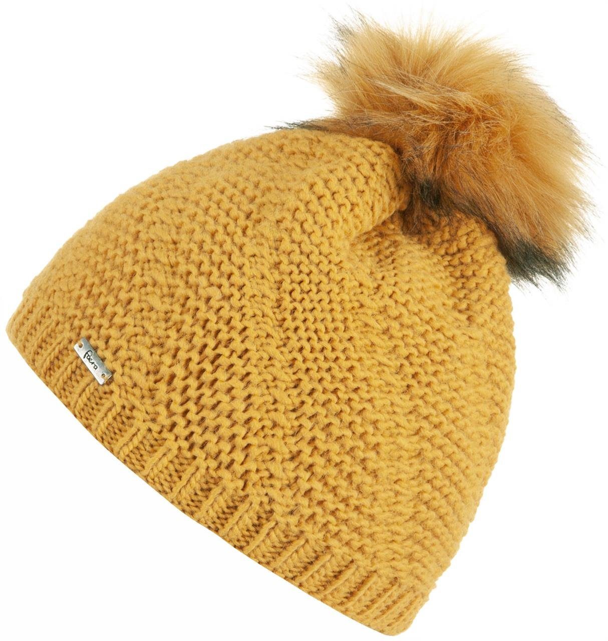 Faera Beanie Faera Bommelmütze Wintermütze Damen Herren Mütze Beanie Haube  gefüttert Strickmütze Bommelmütze 620064