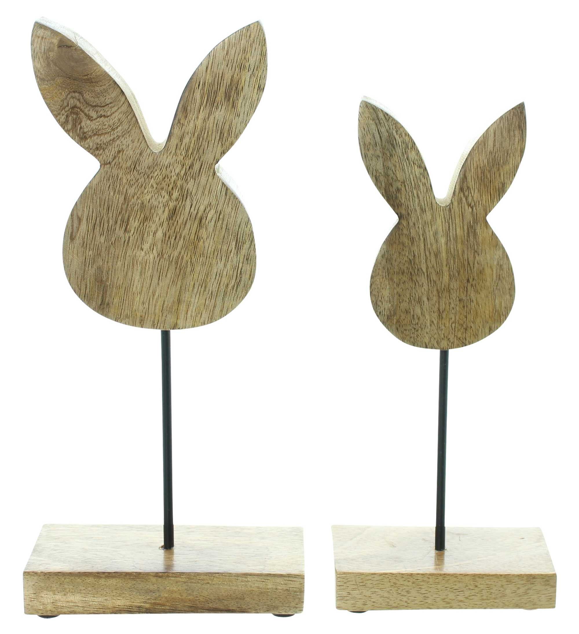 Dekofigur "Hase" moderne Osterdeko aus Mango Holz, Osterhase Silhouette Skulptur