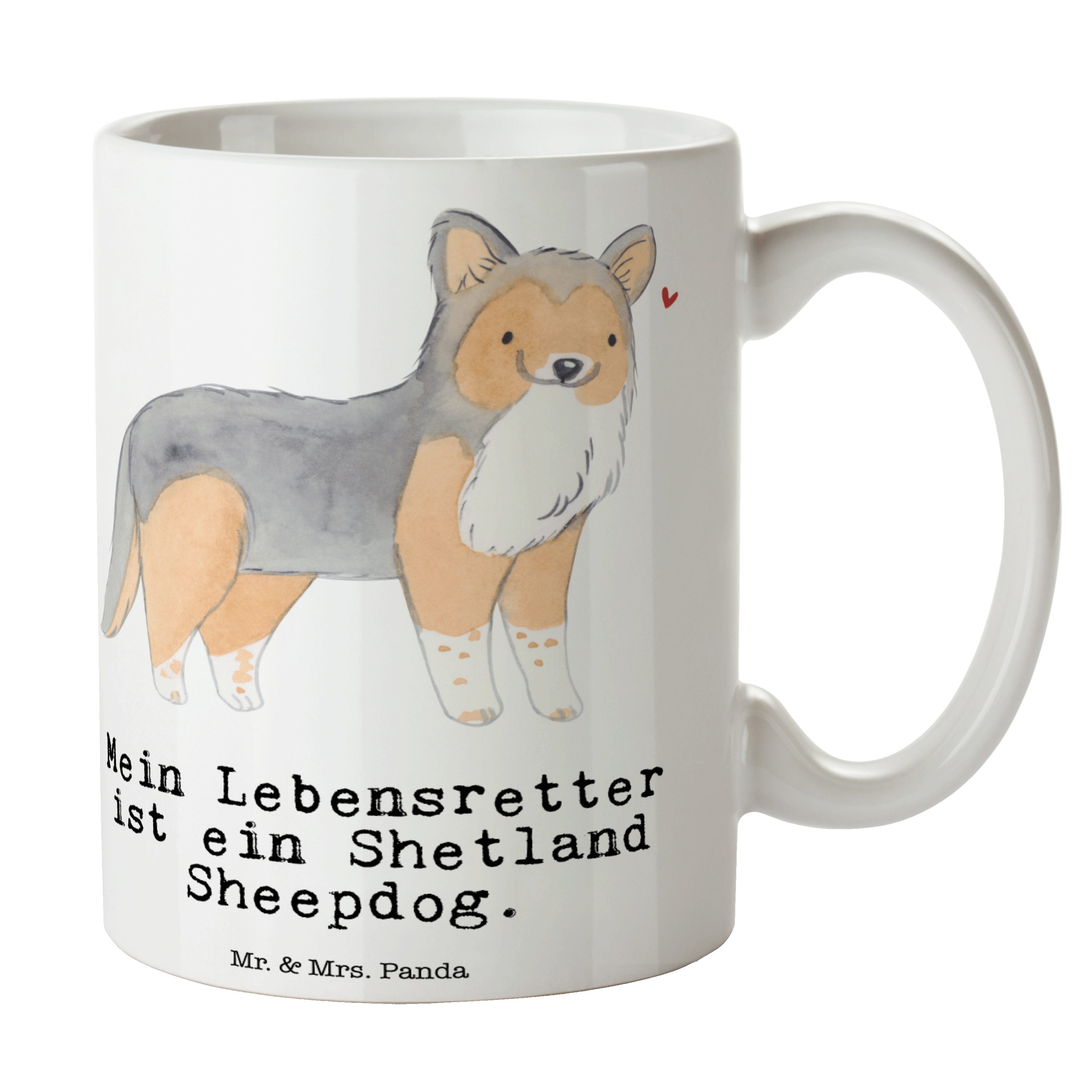 Panda Geschenk, Keramik Tass, Lebensretter Weiß Tasse Sheepdog Mrs. - Hund, - & Shetland Mr. Geschenk