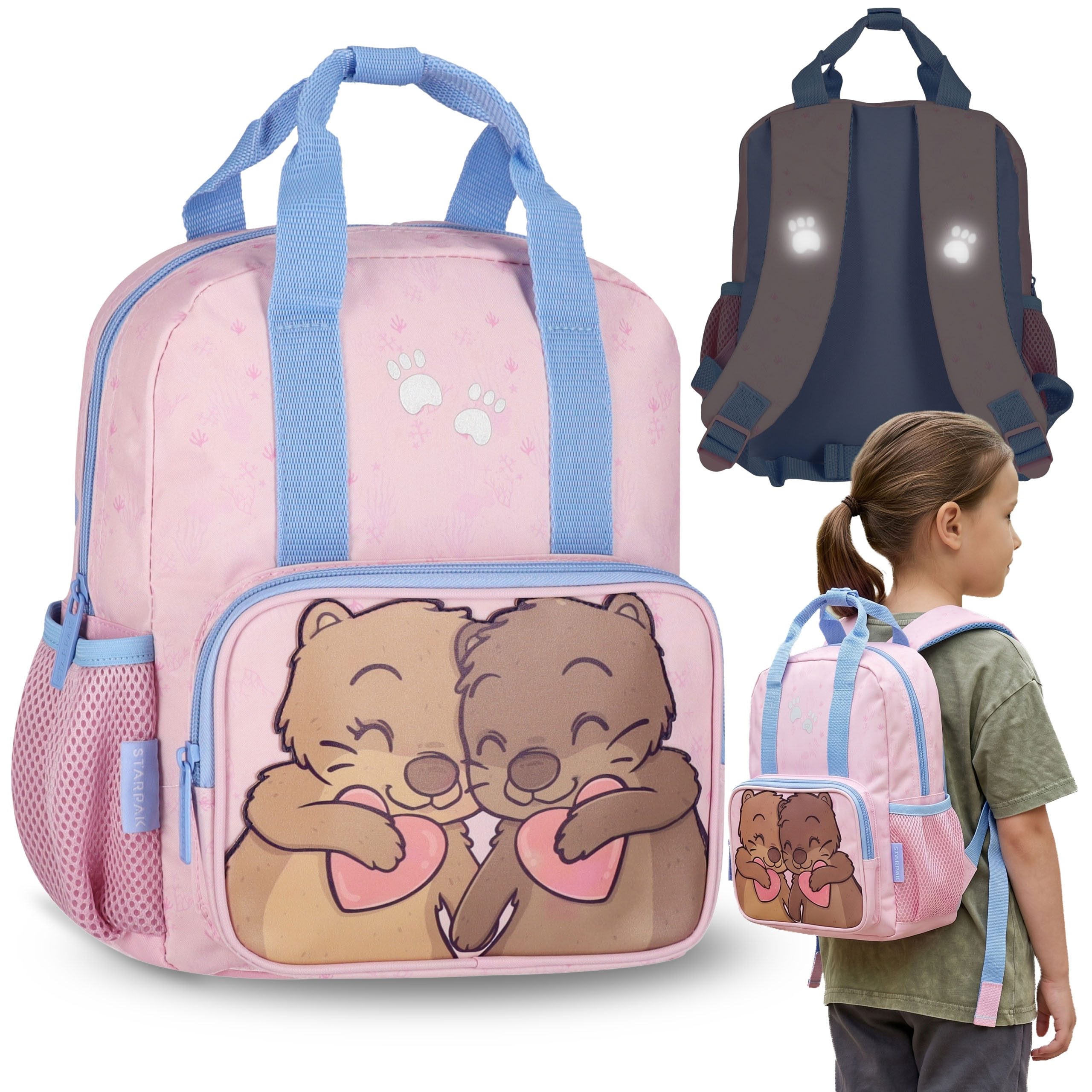 Sarcia.eu Vorschulranzen Otter Kindergartenrucksack für Mädchen, reflektierend, 6,5 L