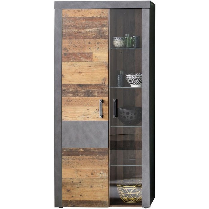 trendteam Vitrine Indy moderner Industrial Style Beleuchtung optional PE10263