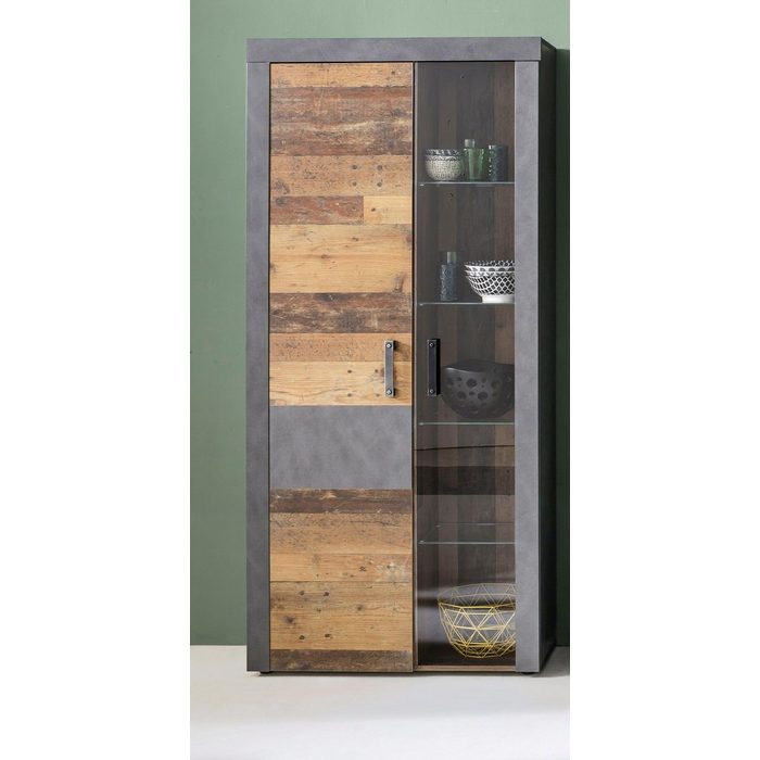 trendteam Vitrine Indy moderner Industrial Style Beleuchtung optional PE10263