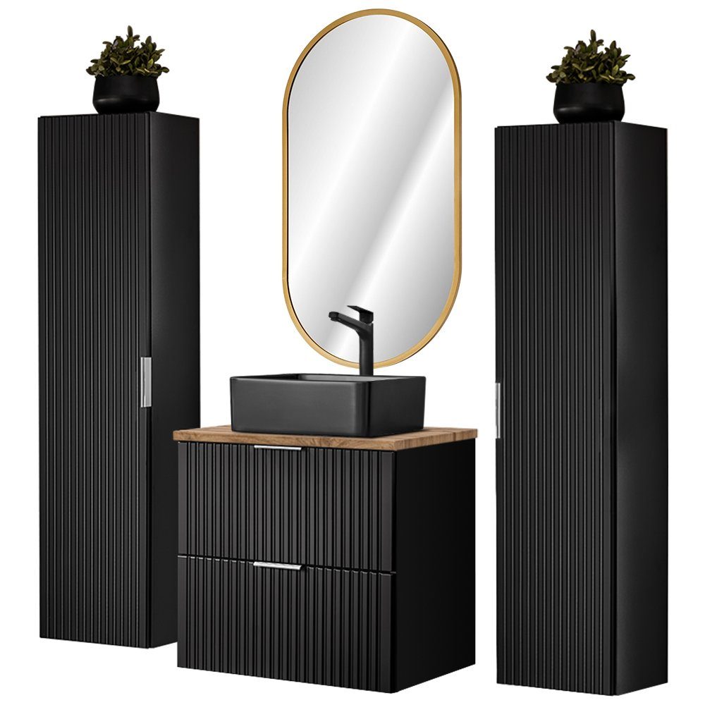 Lomadox Badmöbel-Set ADELAIDE-56-BLACK, (Spar-Set, 4-St), schwarz günstig online kaufen