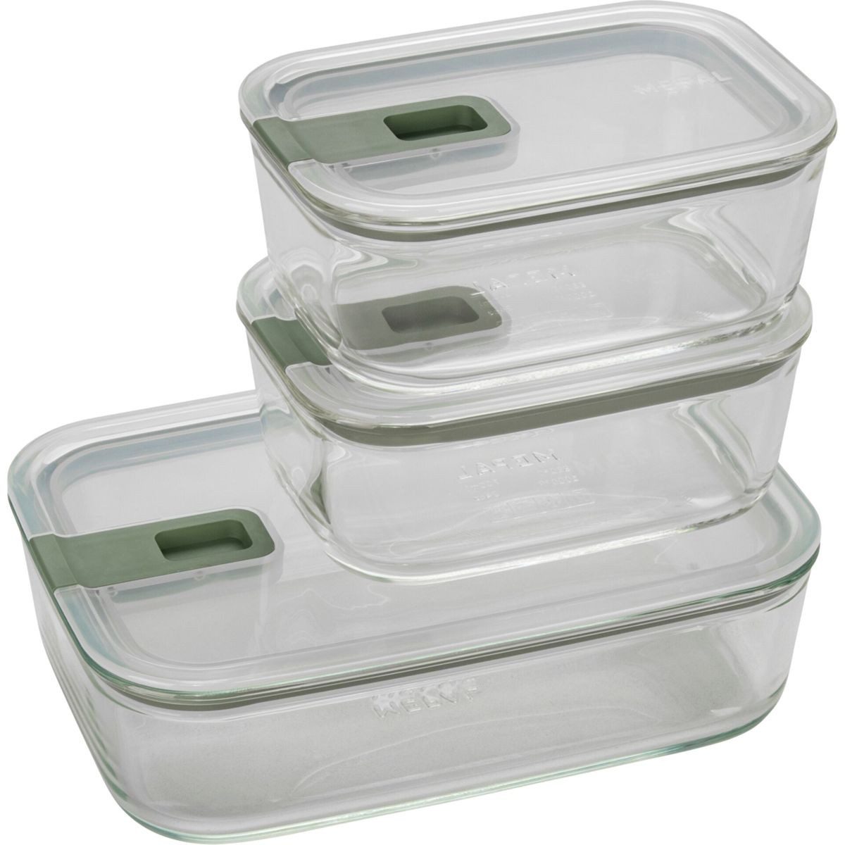 Mepal Vorratsdose Easy Clip Frischhaltedose 3-tlg, nordic sage, Glas / Silikon