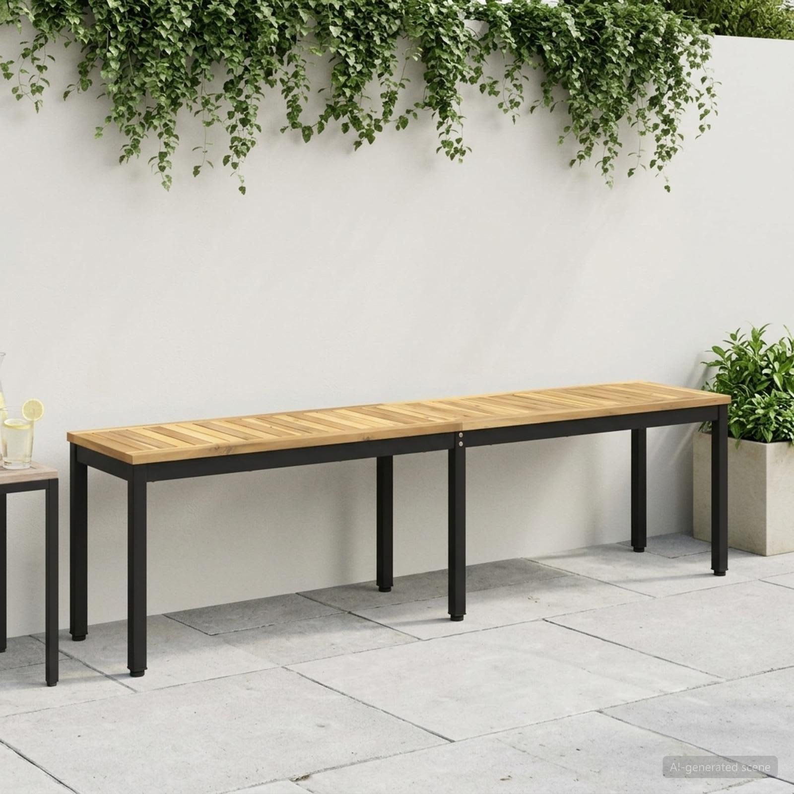 vidaXL Gartenbank Gartenbank 161 x 35 x 45 cm Massivholz Weiß und Schwarz (1-St)