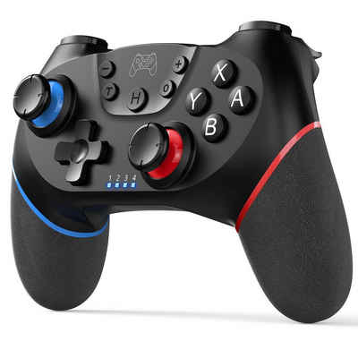 HYTIREBY Controller Nintendo Switch, Wireless Gamepad Gamepad (Bluetooth Wireless Pro, Rot-Blau, Turbo Funktion 6 Achsen Gamepad)