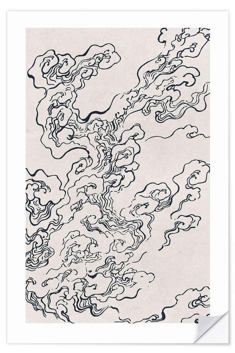 Posterlounge Wandfolie Mori Yūzan, Wolken, Wohnzimmer Modern Malerei